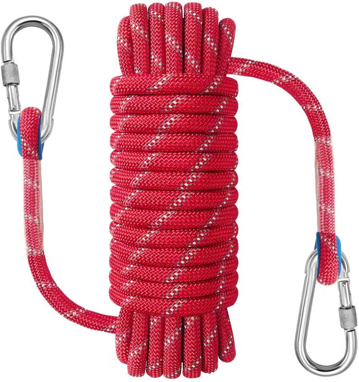 1/2 in x 32 ft Boat Marine Rope for Canyoneering, Floating, Fishing, Rafting, Camping, Hiking, Hunting, Anchor, Arborist Tree, Rafting, Rescue Nylon/Polyester Red with Hook