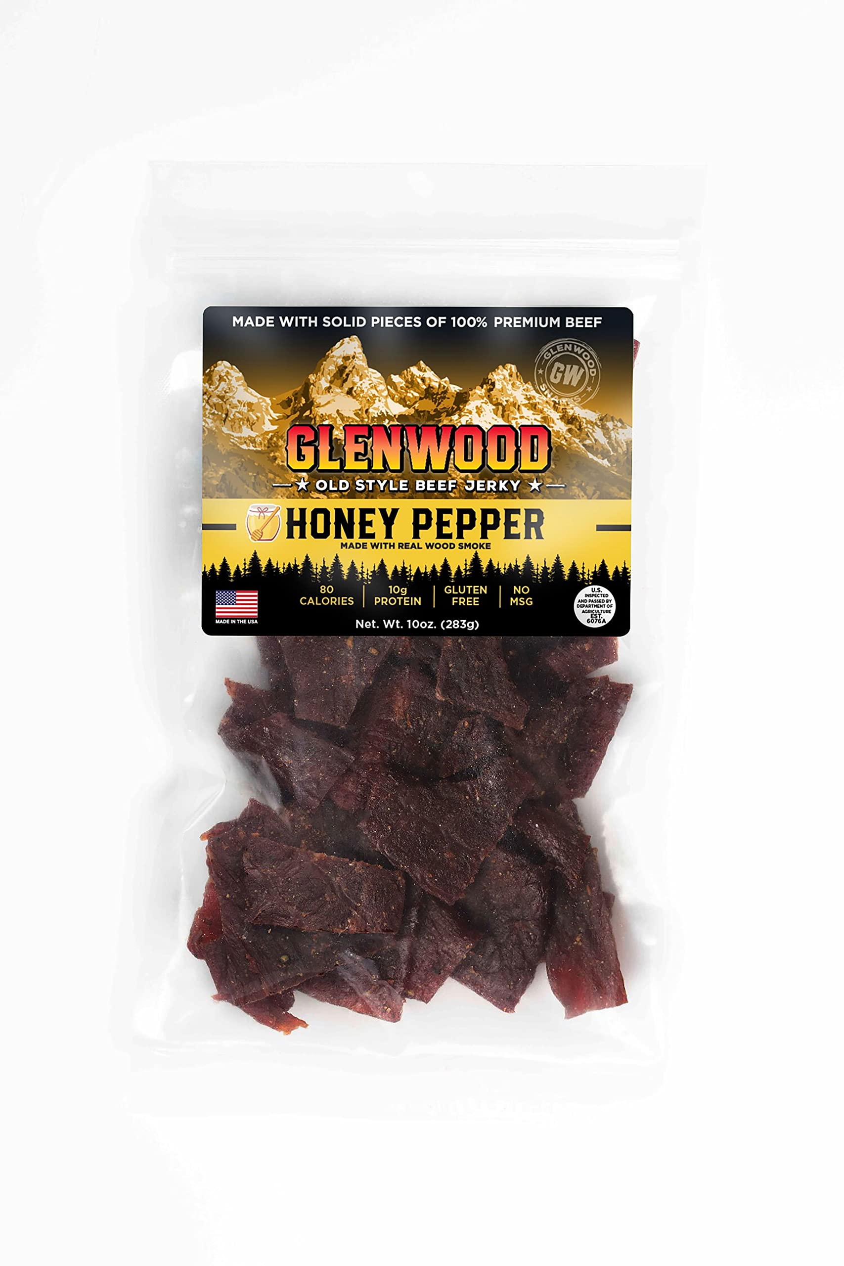 Glenwood Jerky 10oz Bag Moist and Tender Beef Jerky (Honey Pepper)