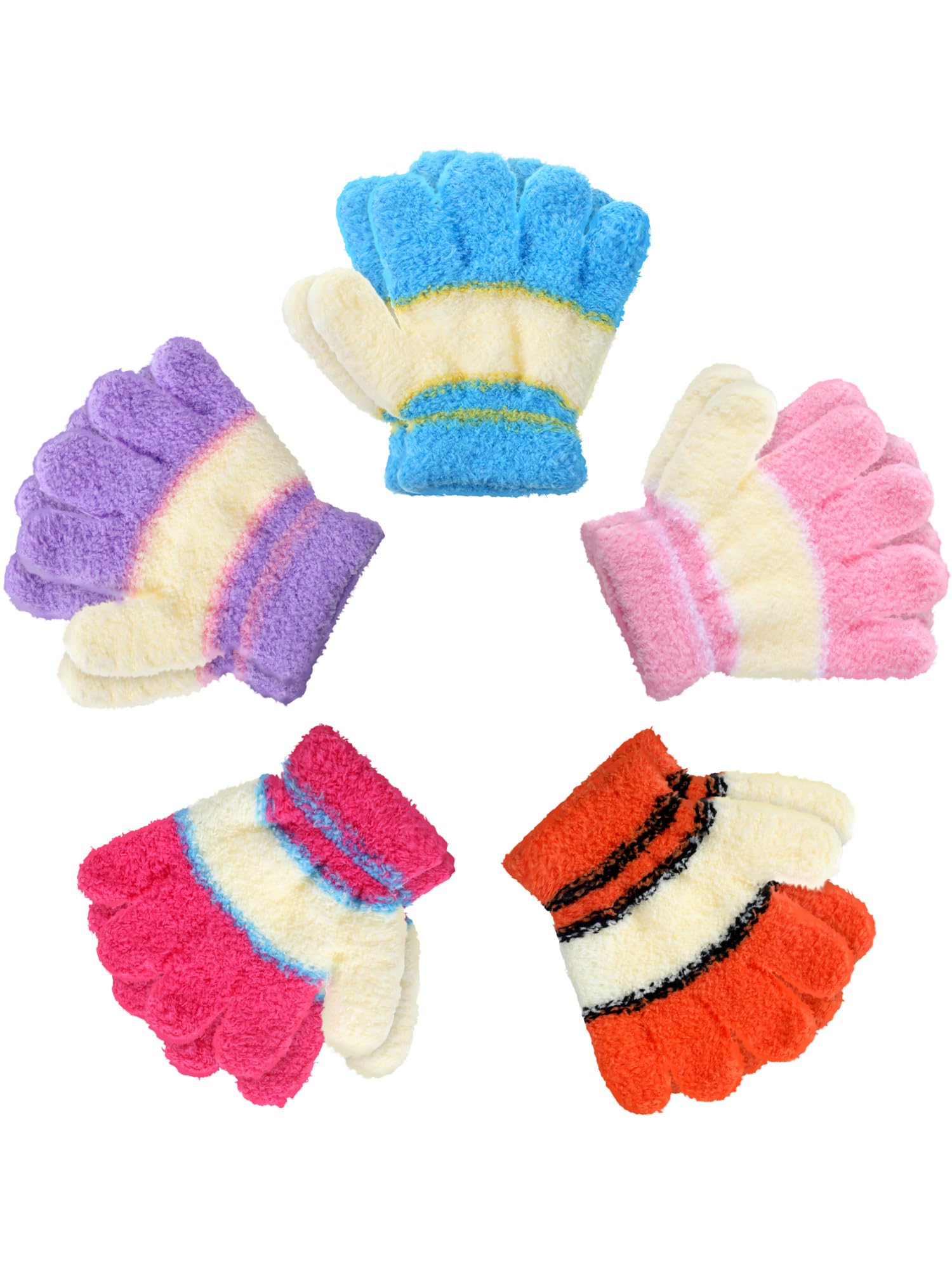 SATINIOR 5 Pairs Kids Gloves Full Fingers Knitted Warm Gloves Winter Mittens for Little Boys and Girls Daily Supplies