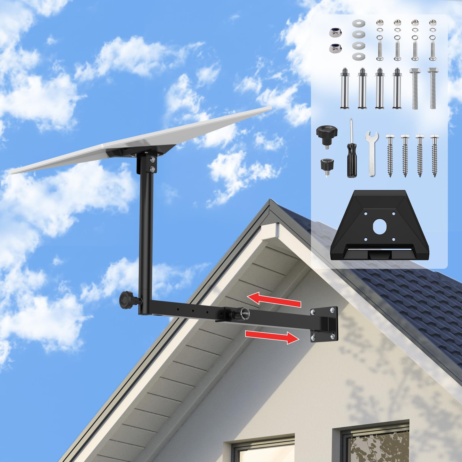 IMAYCC Supporto Starlink Gen 3,Scalabile Kit Di Montaggio Starlink V3 Regolabile 360 °con Adattatore per tubo Starlink Gen 3 Parete/Tetto per Standard Starlink Internet Satellite