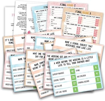Pazag Bridal Shower Friendly Feud Quiz Tabletop Game, for 10 Players, Adult Age Range, Includes Cards, Unisex, 1.0 Unit Count