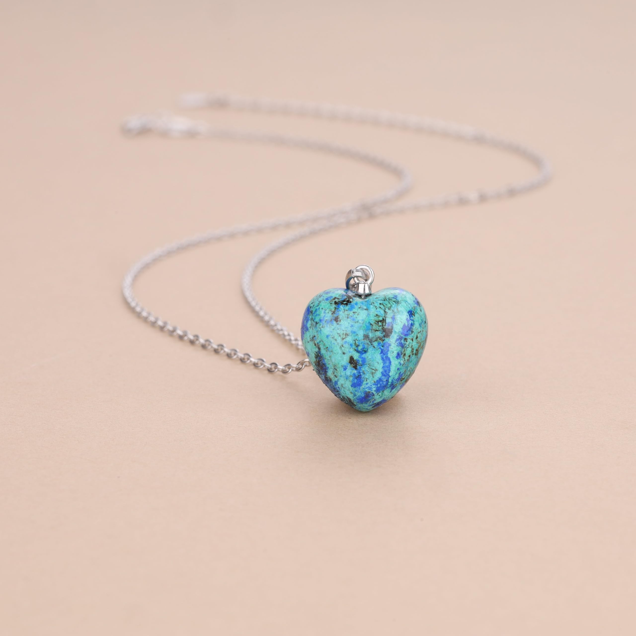 COAI Collar de Plata de Ley Mujer, Collar Piedras Naturales con Colgante de Crisocola