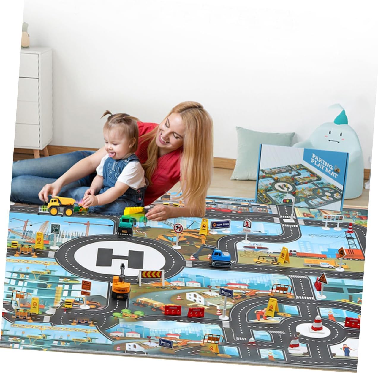 POPETPOP 1 Set Game Cushion Traffic Learning Carpet for Educational Play Mat for Car for Family Games Indoor Fun and Parent Activities