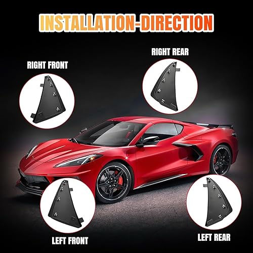 Miniatura 8 de 4 aletas de barro delanteras y traseras, patrón de fibra de carbono, protectores contra salpicaduras, guardabarros de roca para Corvette C8 Stingary