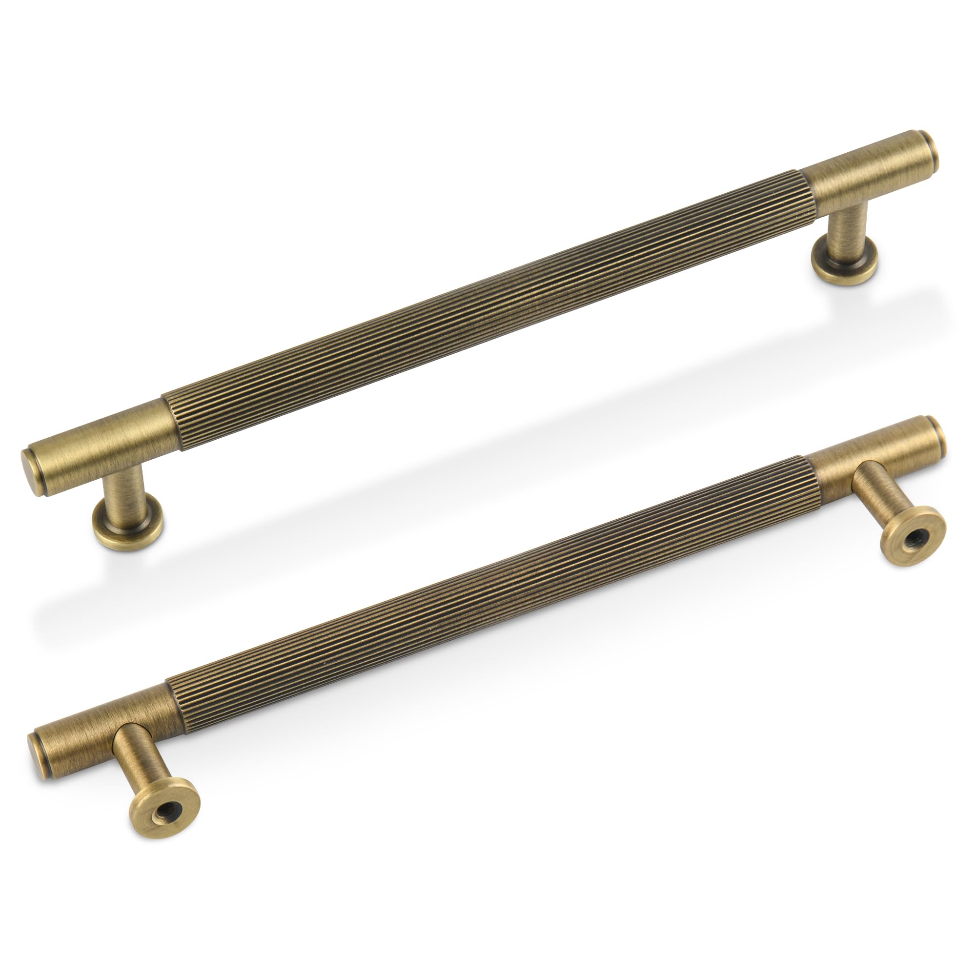 SALISENG Antique Brass Cabinet Pulls, 6-3/10 Inch Solid Brass Dresser Drawer Handles, Modern Furniture Hardware Door Pulls for Cupborard Wardrobe