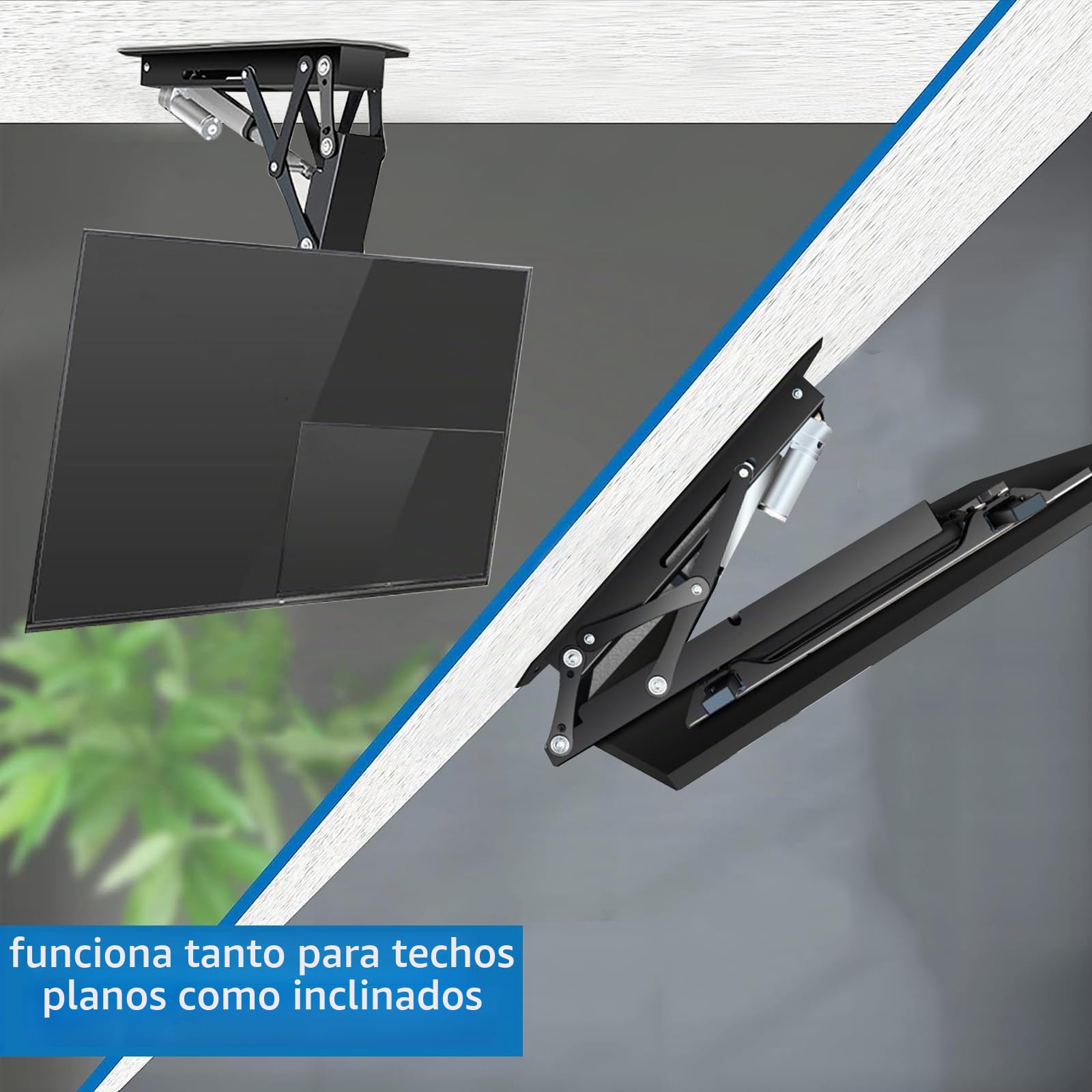 Soporte Elevador Motorizado, Telescópico SSoporte para TV De Techo con Elevación Automática, 0-85 ° Abatible, Se Adapta A Televisores De 32 A 70 Pulgadas, Montaje En Techos