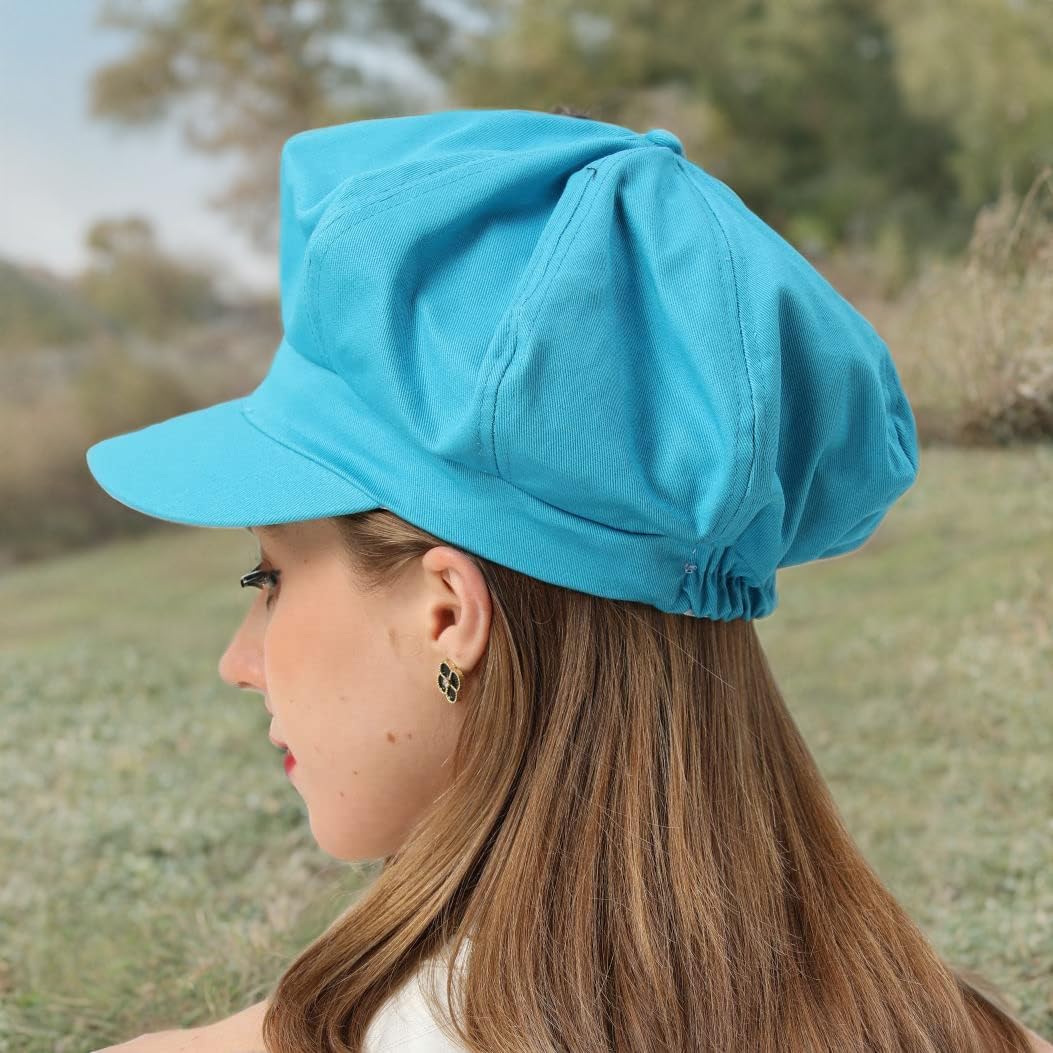 Womens Newsboy Cap Summer Beret Cap- 100% Cotton 8 Panels Vintage Cabbie Hat- Octagonal Visor Cap for Women Girls Ladies Gift - Image 2