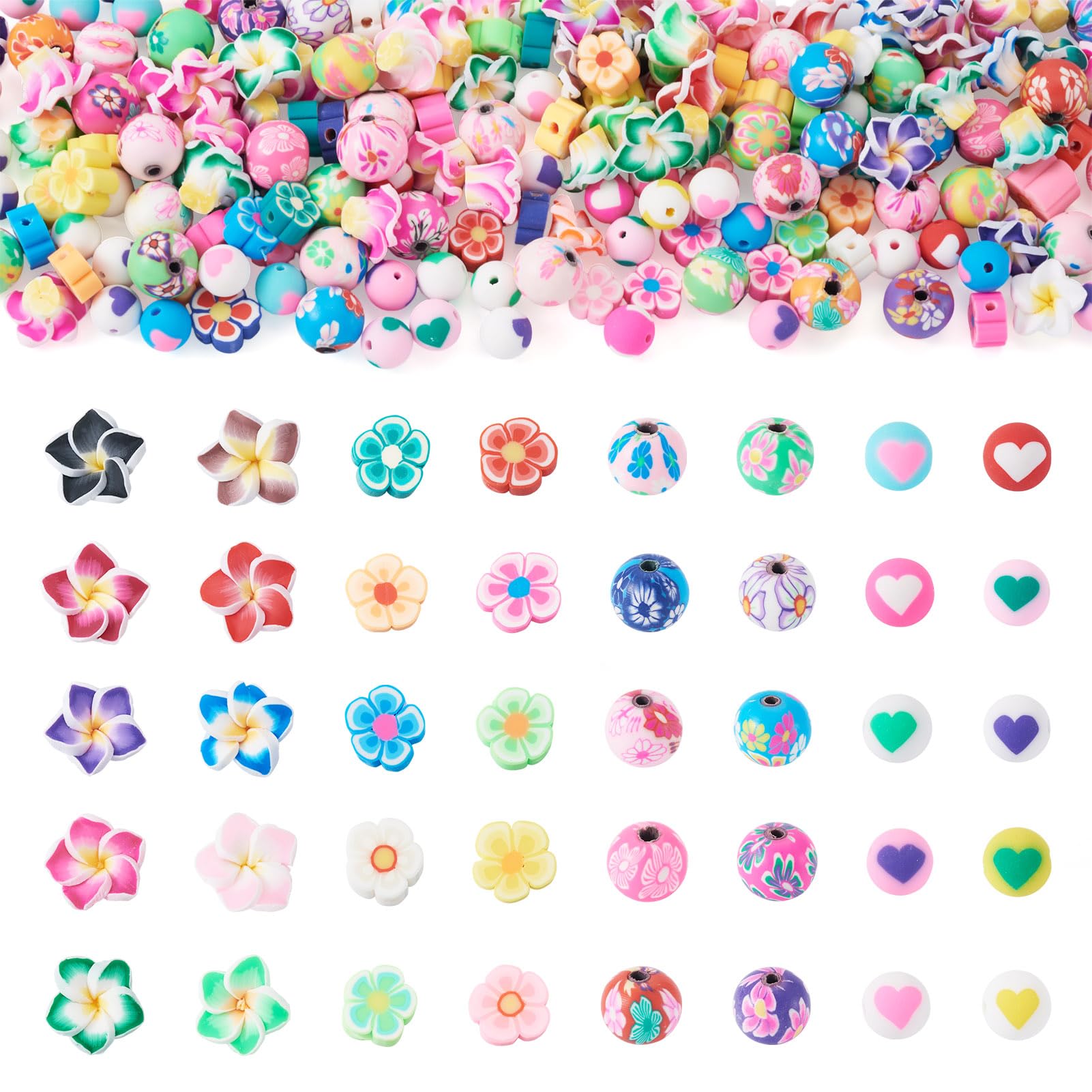 Perles en argile polymère pour bracelets fleuris et ateliers bijoux créatifs en famille