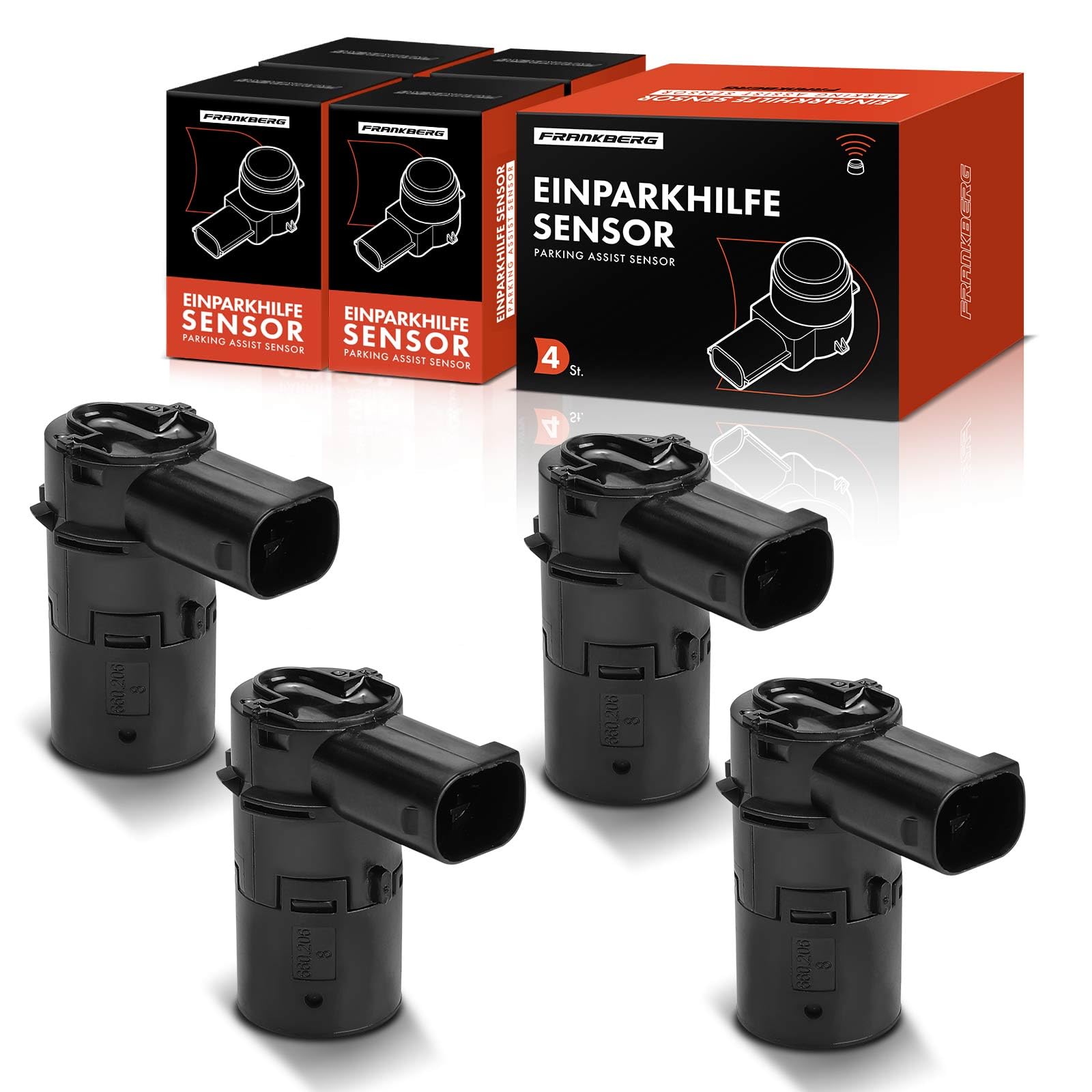 Frankberg 4 sensori di parcheggio anteriori e posteriori 39995142 | Compatibile con: XC90 I 275, S80 II 124, S40 II 544, S60 I 384, C70 II Cabriolet 542, V70 II 285, V50 545