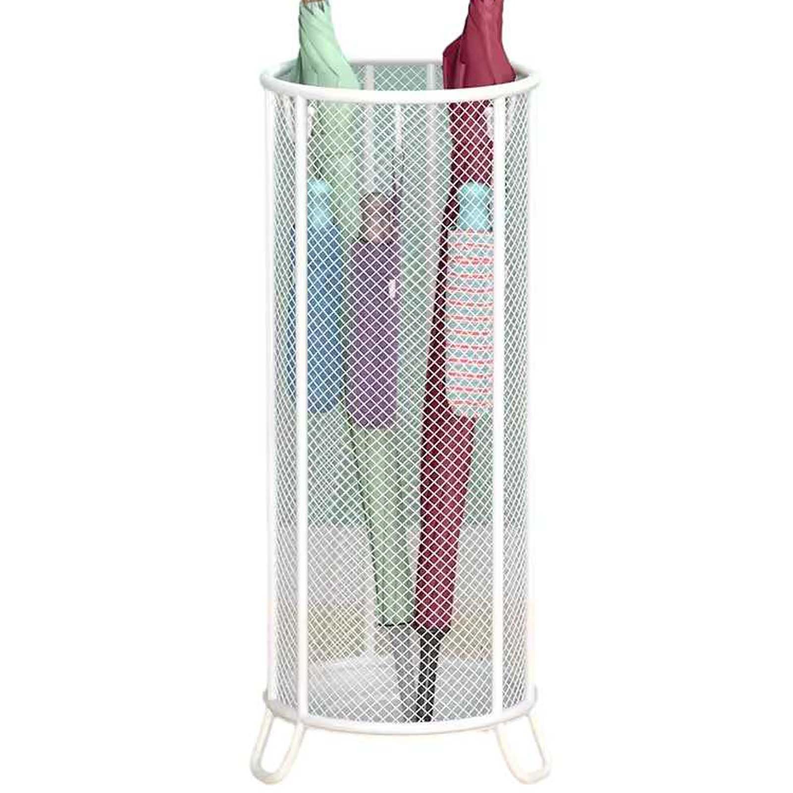 GYRAZXS Space Saving Metal Umbrella Stand with Hooks - Freestanding Round Umbrella Holder for Entryway, Home, Office - Stylish Umbrella Organizer Rack for Small Spaces