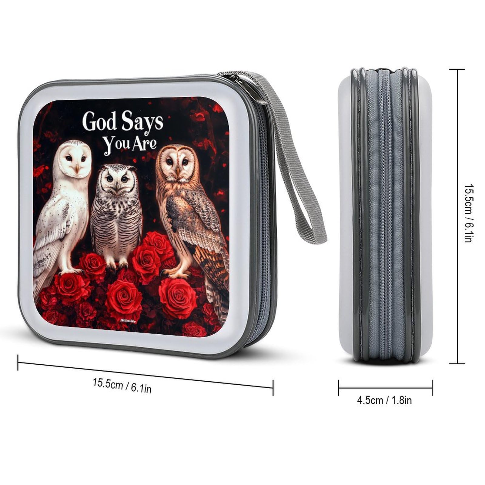 God Says You Are Owl CD Case Plastic DVD Case Holder Wallet Disc Storage Organizer for Car Travel