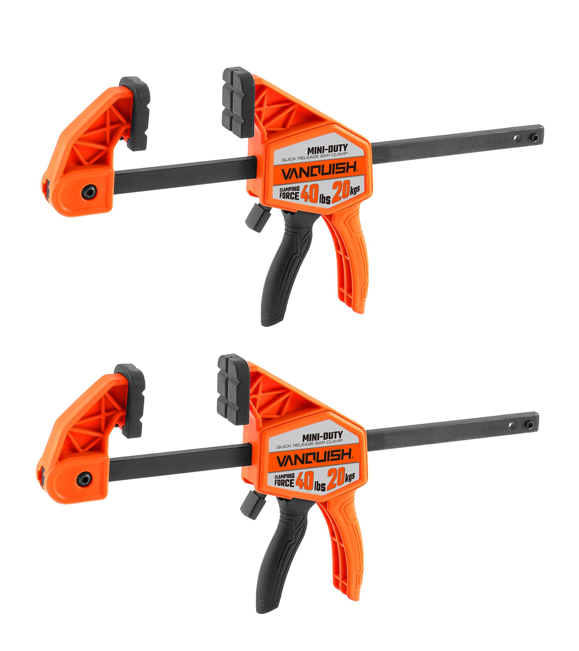 VANQUISH 4'' Mini Quick Release Bar Clamps for Woodworking-2 Pack, One-Handed Clamp/Spreader, Wood Clamps Set, 40 LBS Load Limit Quick-Change Clamps,