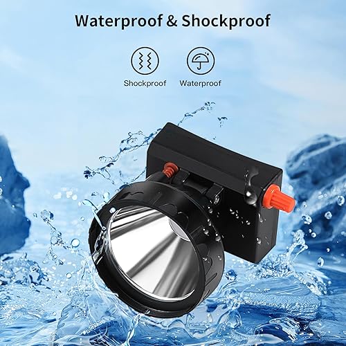 Miniatura 6 de Linterna frontal LED de trabajo para senderismo, linterna impermeable, ángulo de 90, ajustable, recargable, para buceo, correr, acampar, pescar