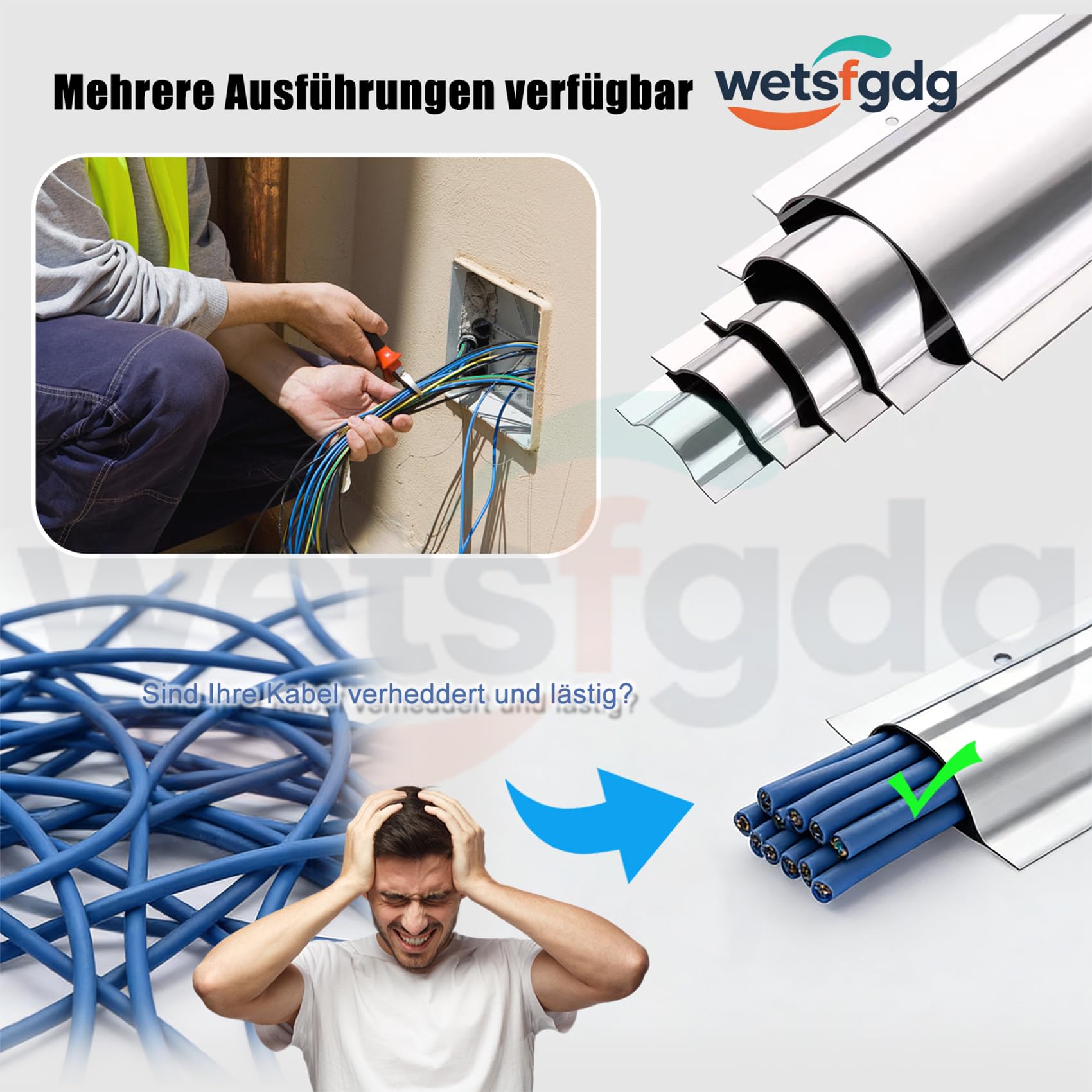 Kabelkanal,Kabelrinne für TV & Computer,Kabelverstecken an Wand/Boden,Leicht Schneidbar für Büro,Heimkino,Haushalt-Outer Width 100mm(4 PCS)