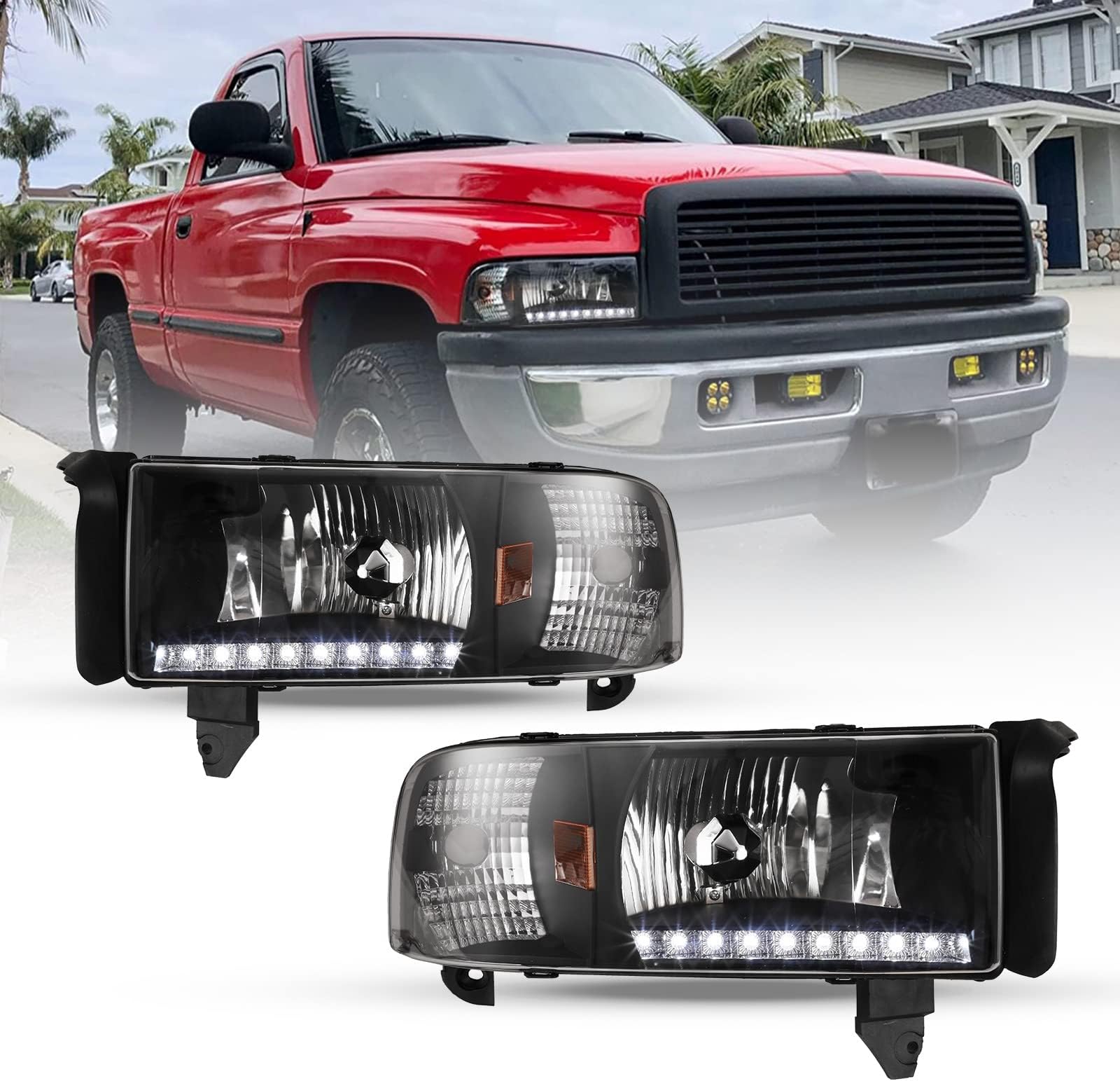 Driver Side Headlight Replacement For 1994-2001 Dodge Ram 1500/2500/3500 - Halogen, DOT/SAE