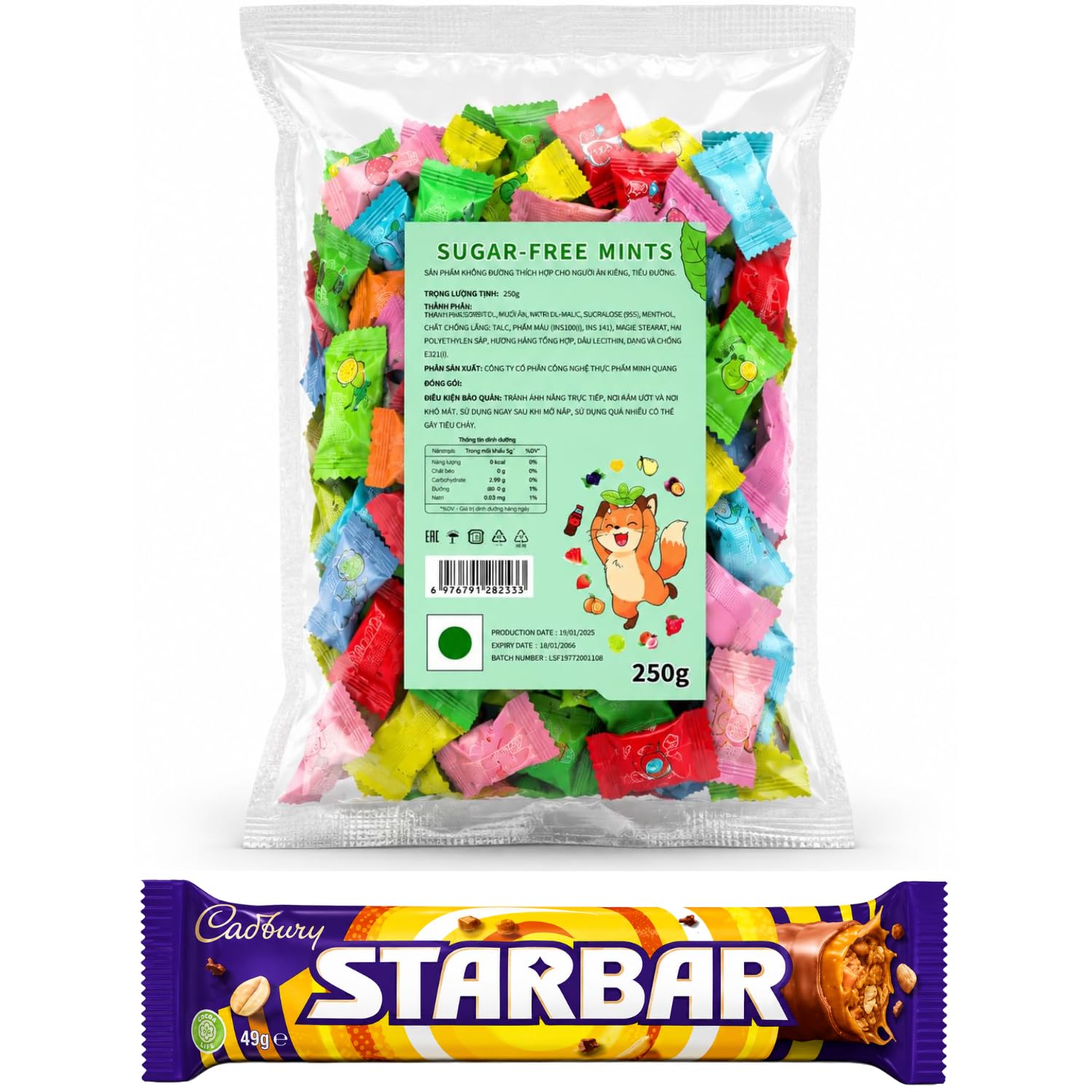VIETNAMESE Sugar-Free Trending Mint Candy (250g) By COUGAR | Refreshing Mint Flavoured Hard Candy With Vitamins & Sucralose | Low Sugar Refreshment Candys | Mints Candy's For Everyday Freshness – (Imported-VIETNAM)-image-25