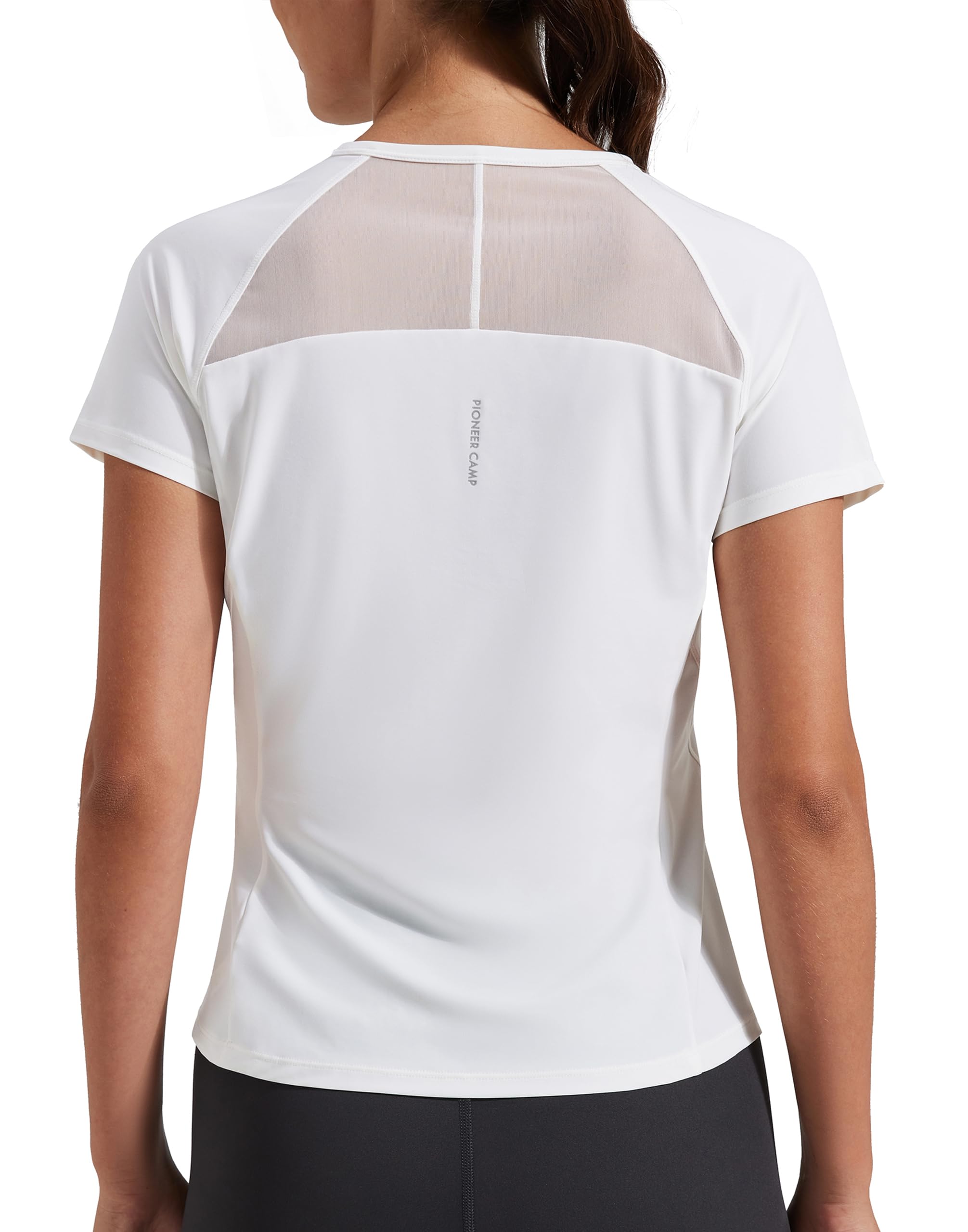 Pioneer Camp Women's Workout Tops Short Sleeve Athletic Shirts Moisture Wicking Quick Dry Mesh Back Yoga Tees for Running Gym