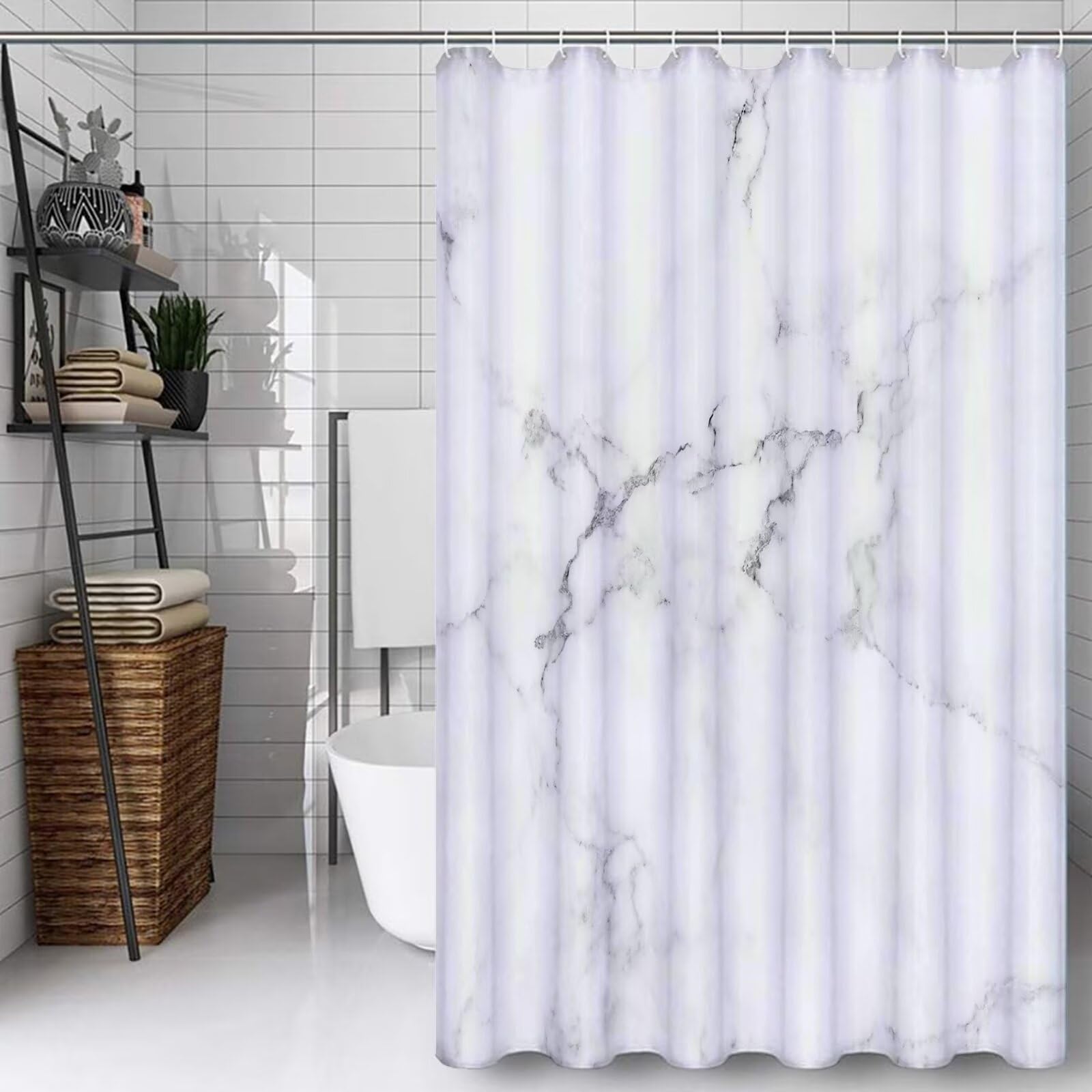 Texture Rideau Douche 180x210cm Rideau de Douche Brumeux Shower Curtain – Impression Polyester Tissu – avec 12 Crochets – Tissu Lavable en Machine – Imperméable – pour Salle de Bain – Hôtel D#358
