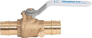 Watts 88006014 LFFBV-PEX-F1960 2-Piece Full Port Brass Ball Valve with PEX F1960 Ends, With Waste Drain, 1/2 Inch
