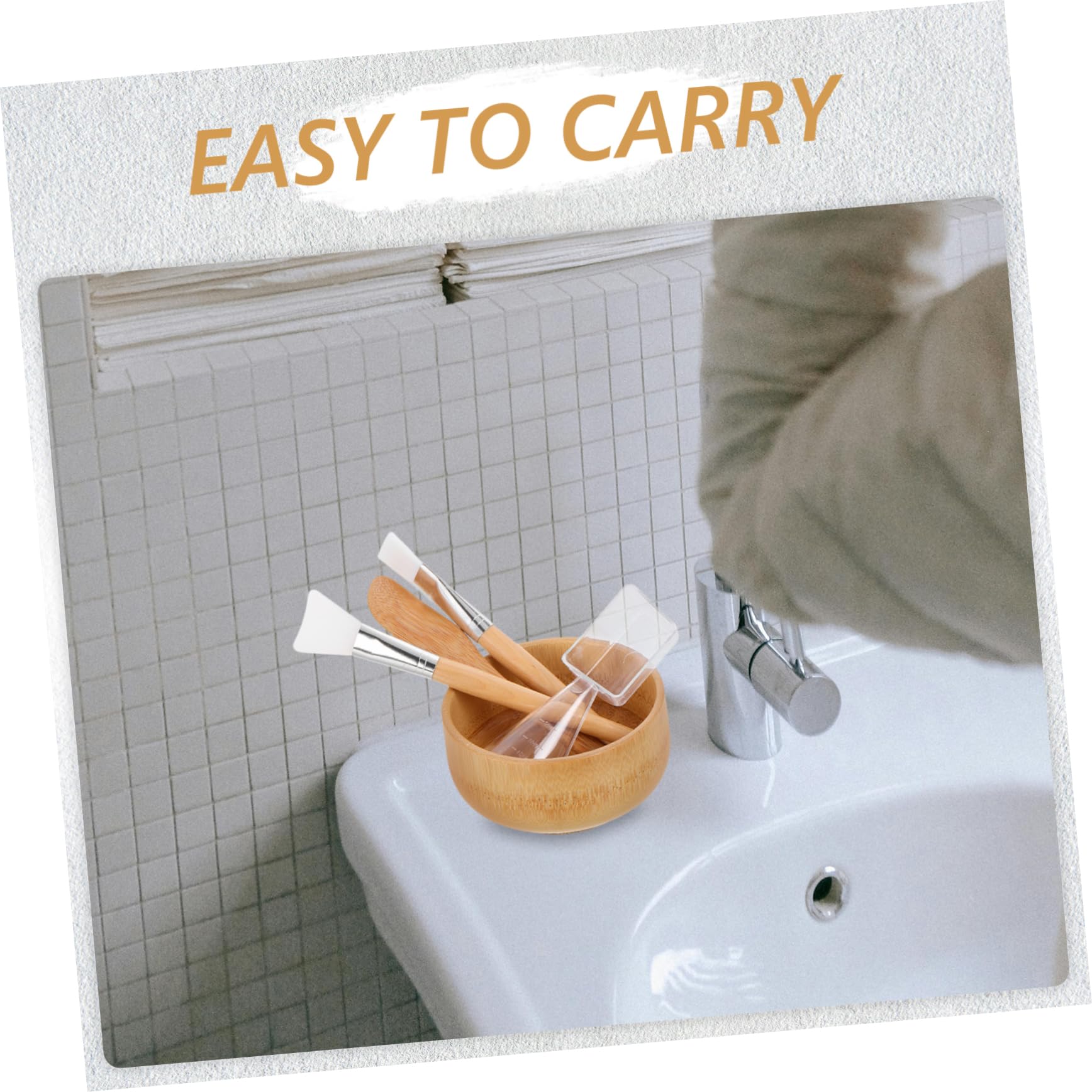 SOESFOUFU Facial Mask Mixing Bowl Set Bamboo Brush Beauty Tool Bowl Mask Brush Applicator for Home