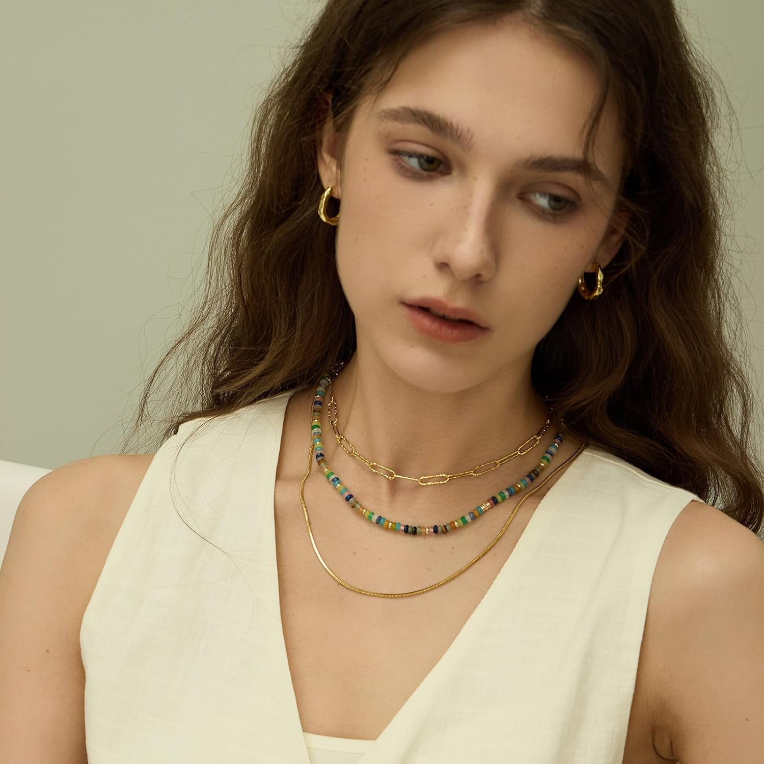 ARSIS 18K Gold Plated Chunky Chain Choker Necklaces for Women Paperclip Chains Y Lariat Necklace Minimalist Dainty Jewelry for Women