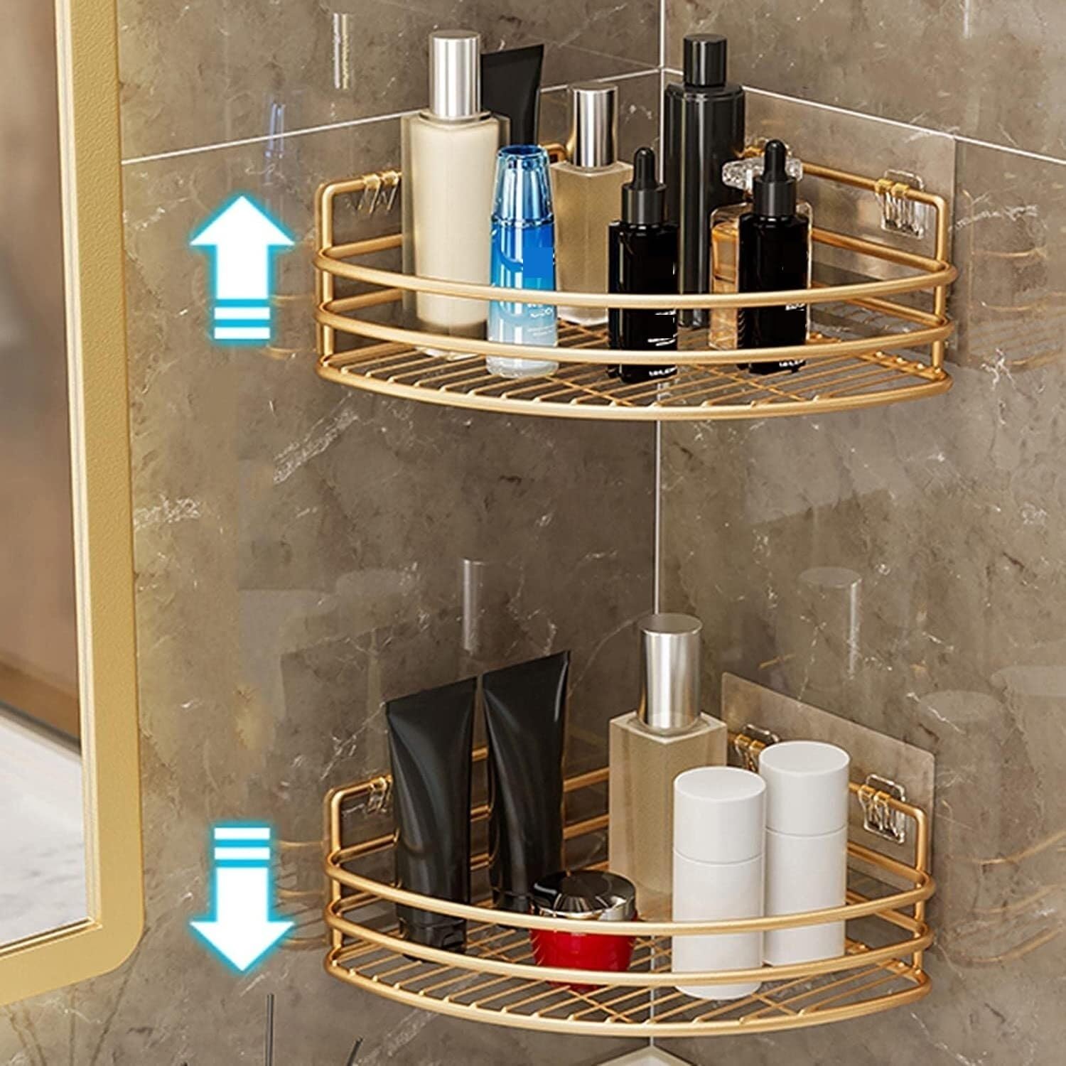 Mensole Bagno Cestello per Doccia Ad Angolo Mensole per con Montaggio A Parete No Drill Rack per per Bagno WC Accessori(C)