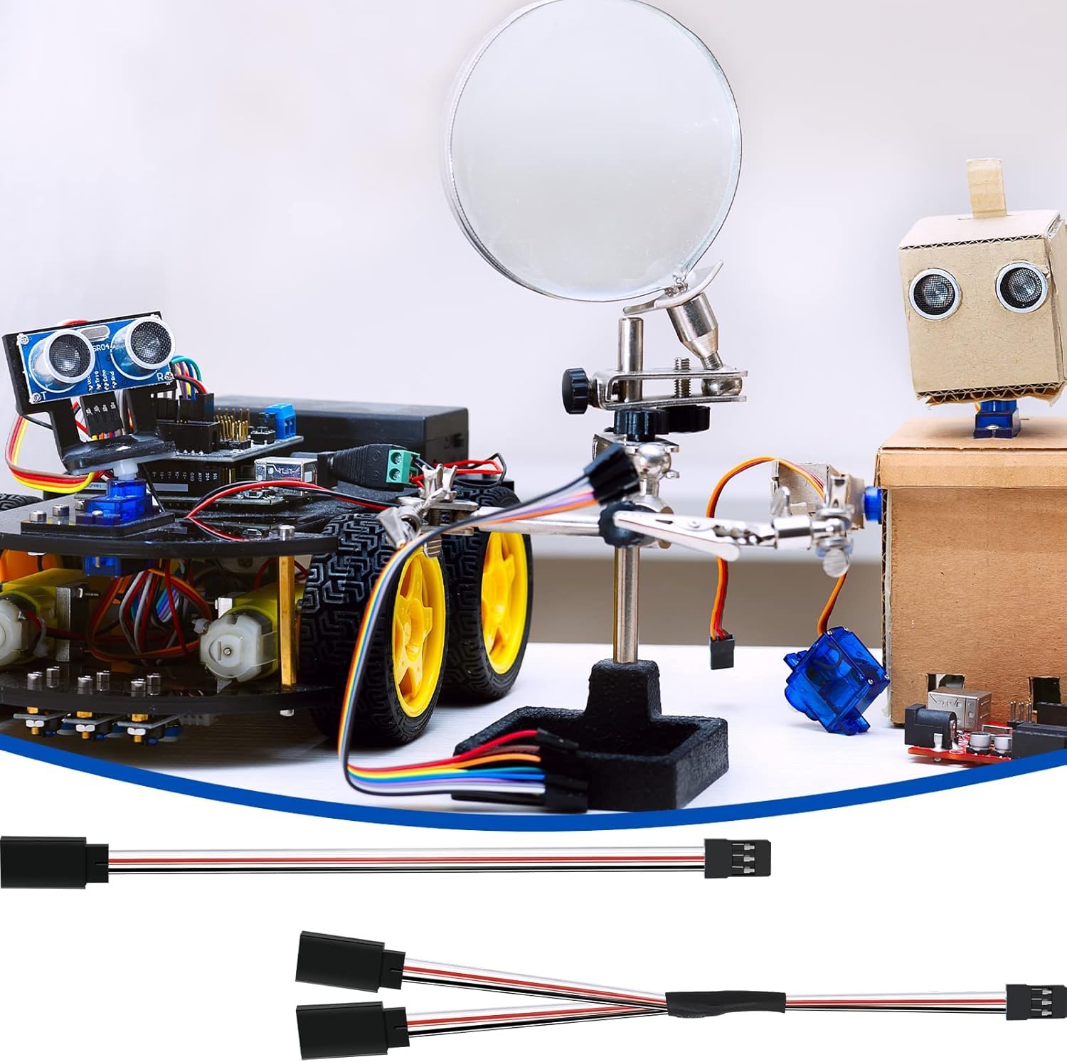 HUAZIZ 24 sztuki RC Servo Extension Cable, 4 rozmiary 10 cm/15 cm/30 cm/50 cm wtyczka do gniazda 3-biegunowy przedłużacz serwo do Futaba JR Servo Extension przyłącze