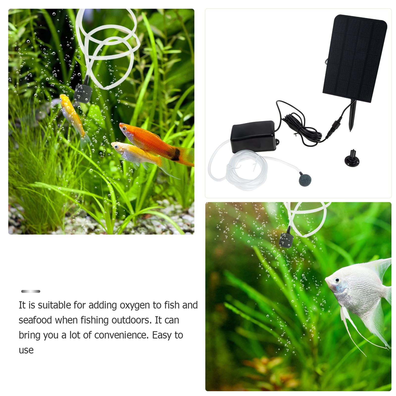Hemobllo Solarbetriebene Sauerstoffpumpe und Geräuscharmem Betrieb für Aquarien und Teiche mit Stabilem ABS Gehäuse Hoher Sauerstoffanreicherungseffizienz für Außenbereich