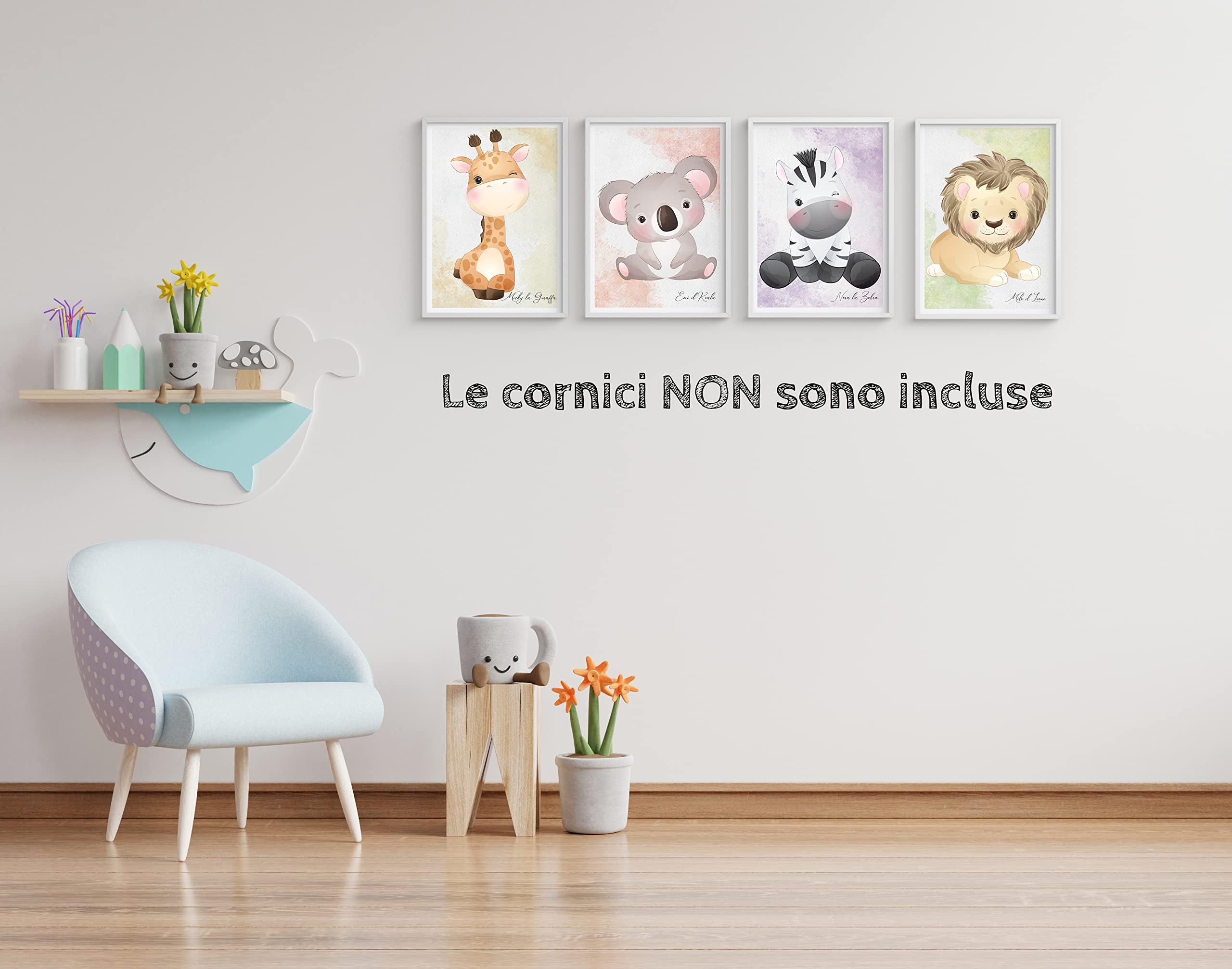 Stampe per Cameretta Bambini 4 Poster di Simpatici Cuccioli