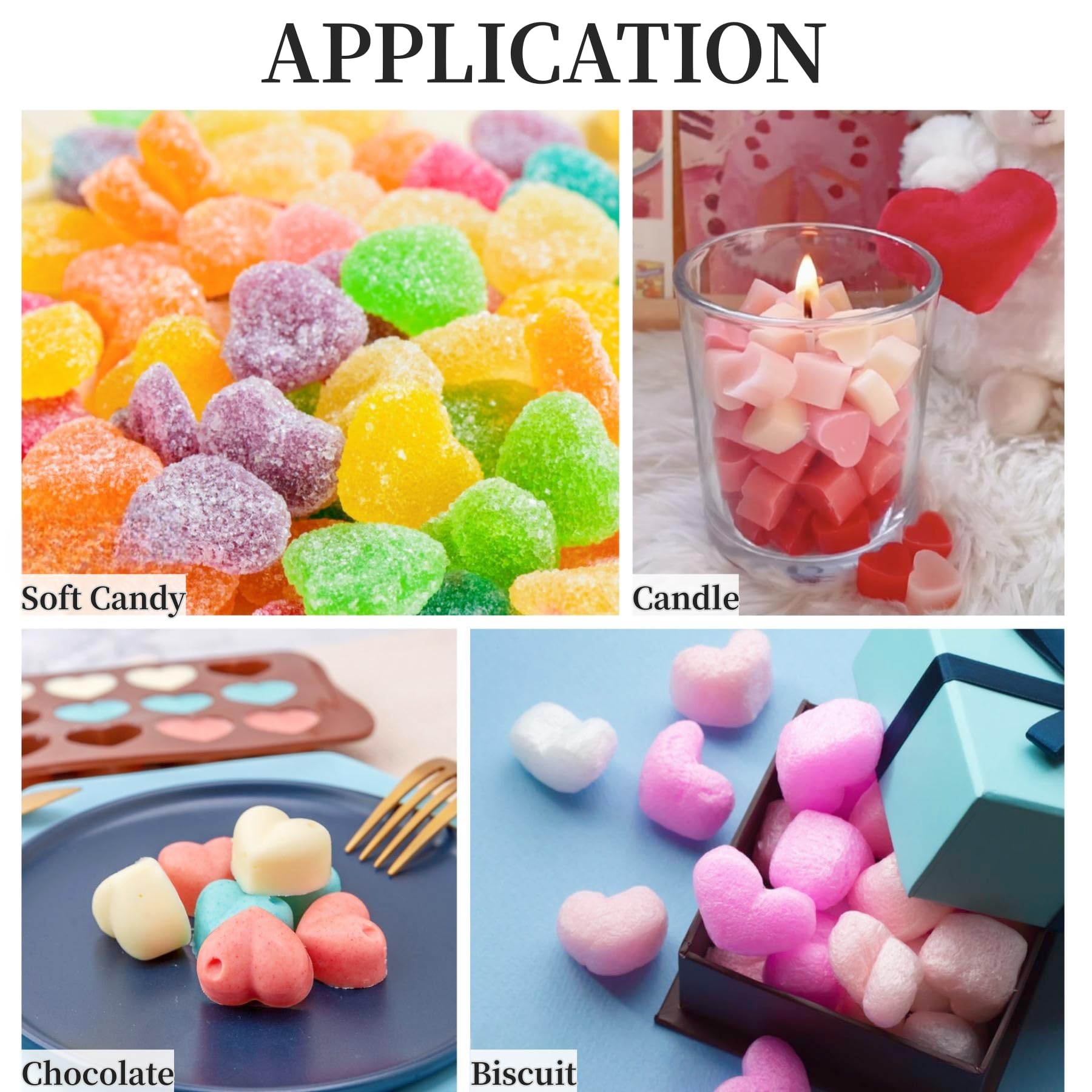 Paquete de 2 moldes de silicona con forma de corazón, antiadherentes, de grado alimenticio, moldes para hornear, moldes reutilizables para dulces, para gelatina, golosinas caseras, dulces, chocolate, 3