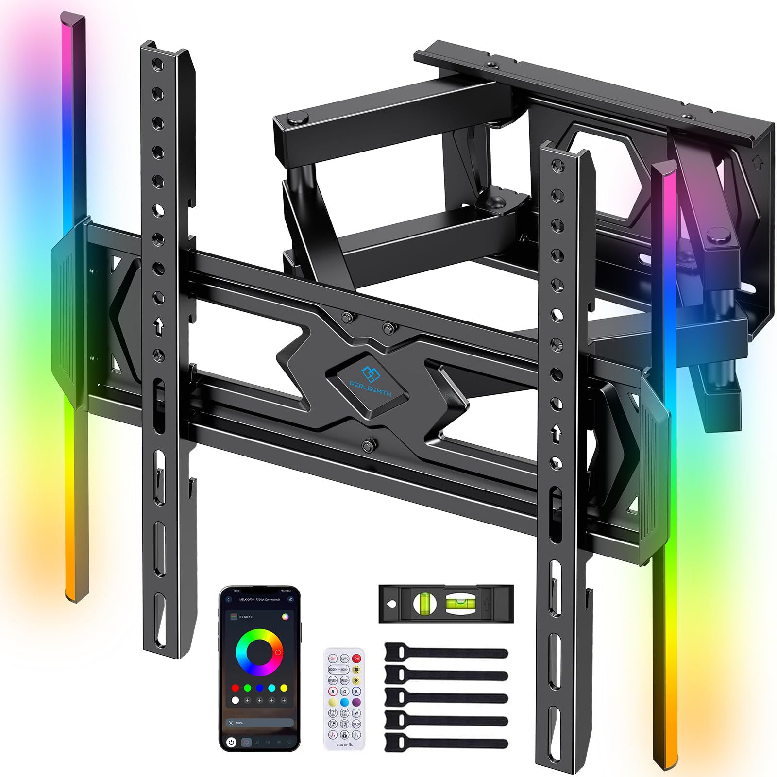 PERLESMITH Support Mural TV, Fixation TV Murale Inclinable et Orientable pour Écrans 25-70 Pouces Jusqu'à 45Kg, VESA 400 x 400mm