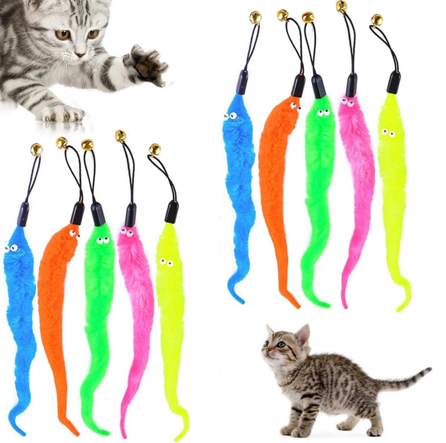 Amazon.co.jp: 12本入 猫の杖 交換用おもちゃ、多色 子猫用 毛虫