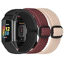 ShuYo Braided Stretchy Solo Loop Bands Compatible With Fitbit Charge 5 / 6 (3 Pack) - Nylon Elastic Straps Wristbands for Women & Men - Modern, Sports, All Occasion, Black + Navy Charcoal Gray gallery image