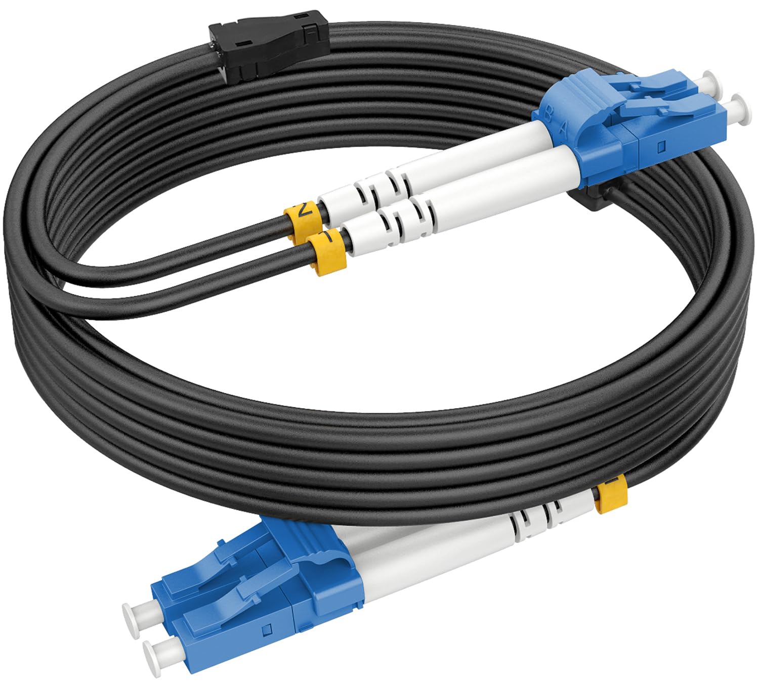 RamboCables 60m Gepanzerte Glasfaser-Kabel OS2 LC auf LC Duplex Singlemode, LWL-Kabel für den Innen- und Außenbereich, 10GB 9/125um LSZH OD 3,0mm Schwarz