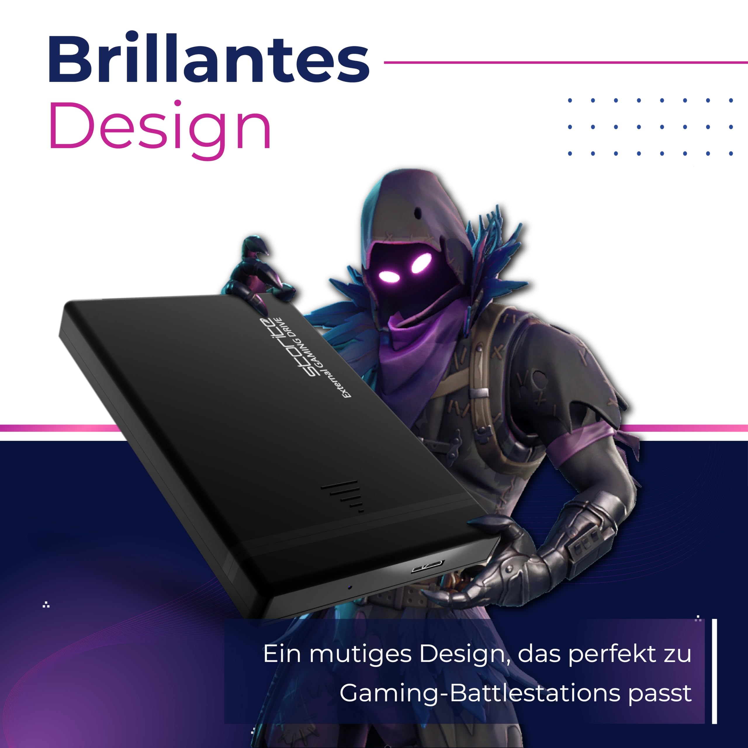 Storite 1 TB externes Gaming-Laufwerk, 2,5-Zoll-Festplatte, tragbare Externe USB 3.0-Festplatte, Speicherung und Sicherung, Game Drive für PS4, PS3, PC-Spiele, Android (Schwarz)