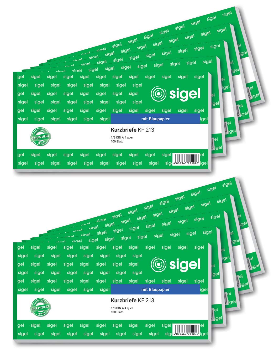 SIGEL KF213/10 Kurzmitteilung "Kurzbrief", 1/3 A4 quer, 10 Stück a 100 Blatt