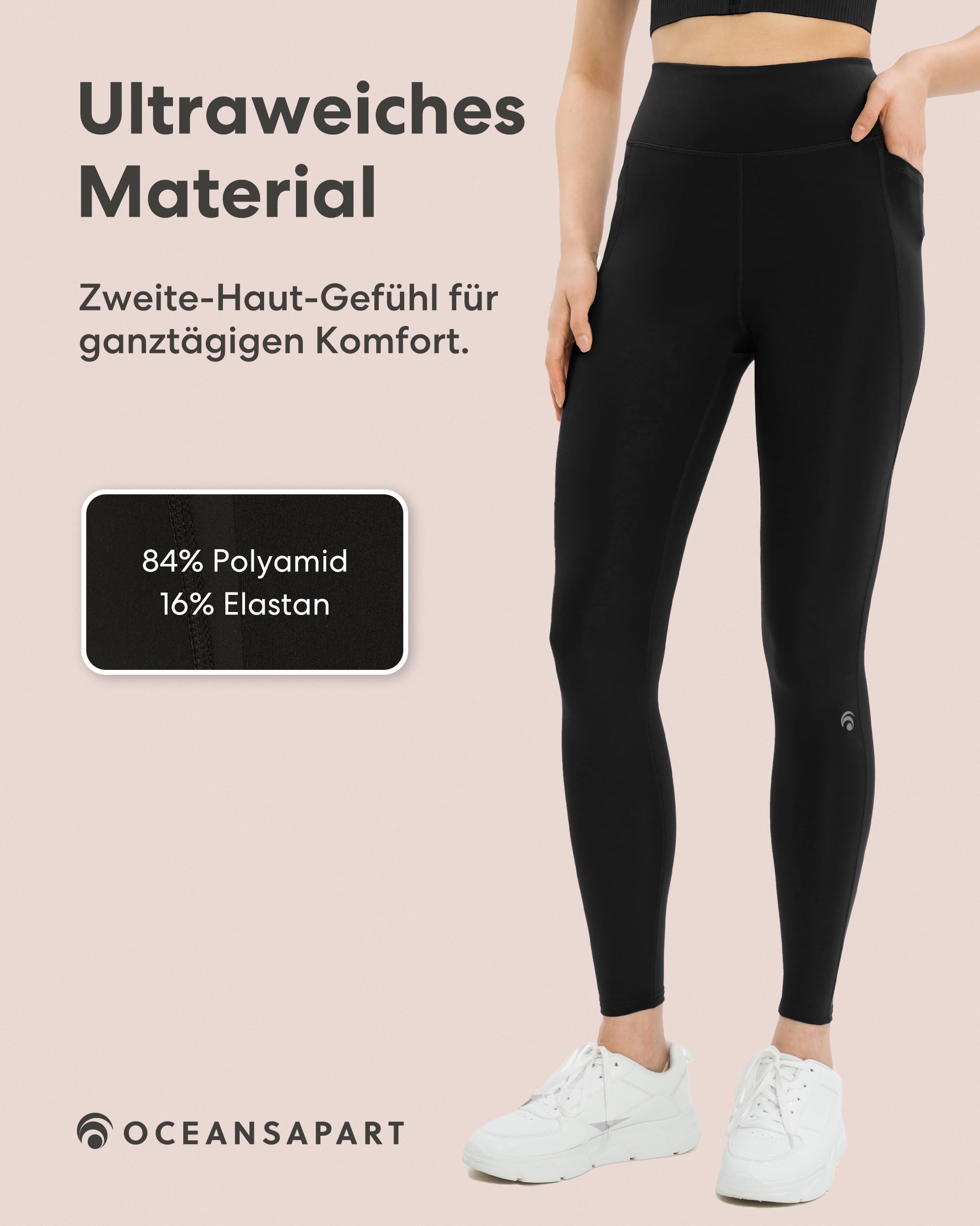 OCEANSAPART Soho Pant - Sport Leggings Damen mit Taschen High Waist | Scrunch-Effekt & Blickdicht – Feuchtigkeitsableitend & Nahtlos – Ideal für Yoga, Gym & Wandern