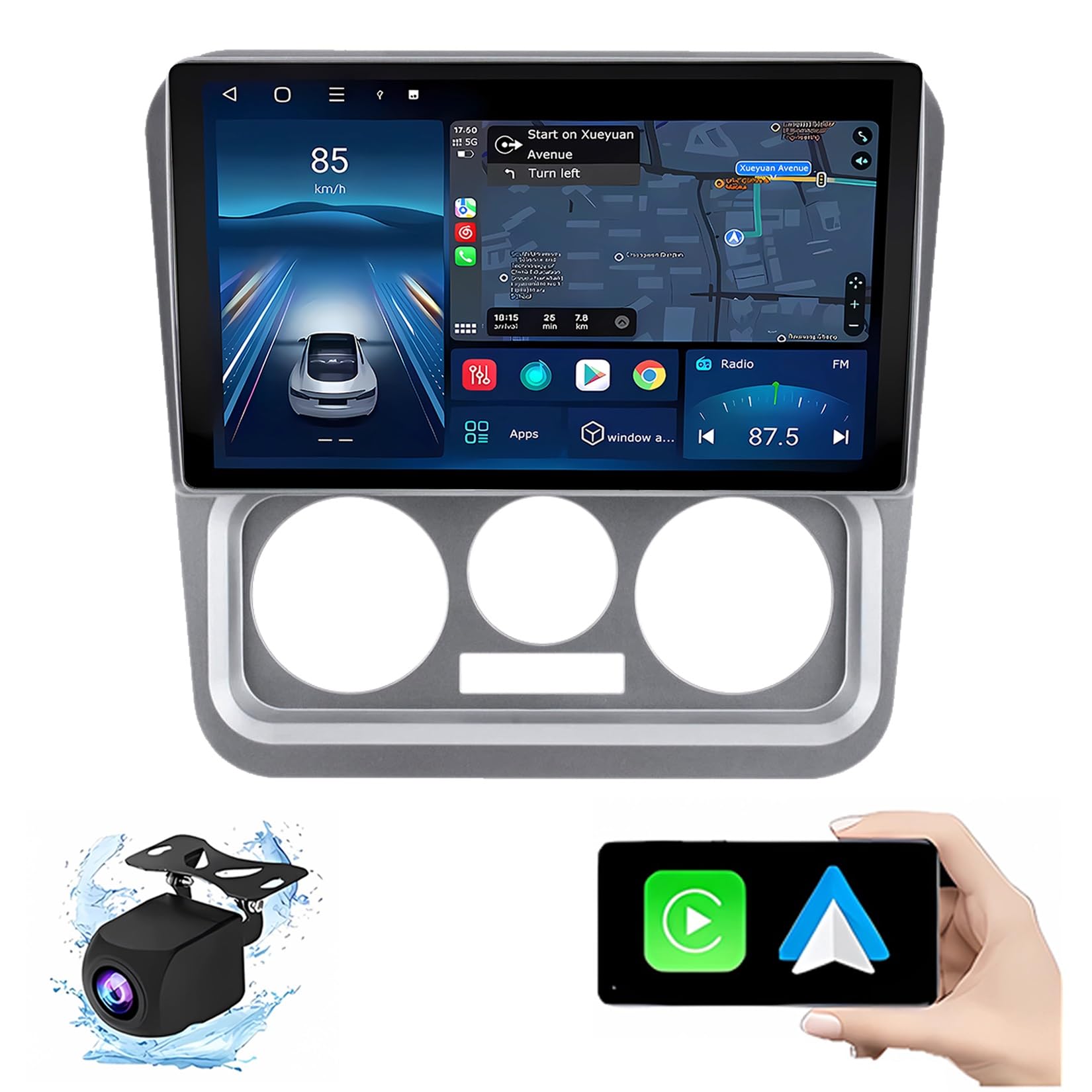 Autoradio 2 Din Android 14 avec écran tactile 9 pouces et navigation GPS pour Geely CK