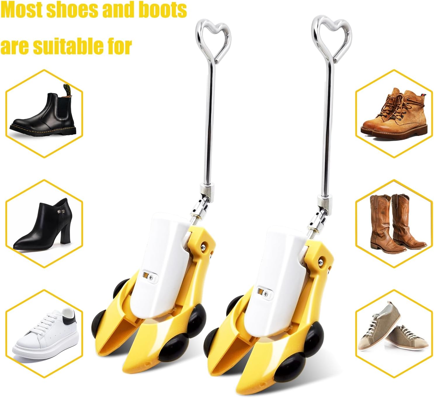 Boot Stretchers for Cowboy Boots, 2 Pack Adjustable Shoe Boot Stretcher for Men's Women's Thick Wide Feet