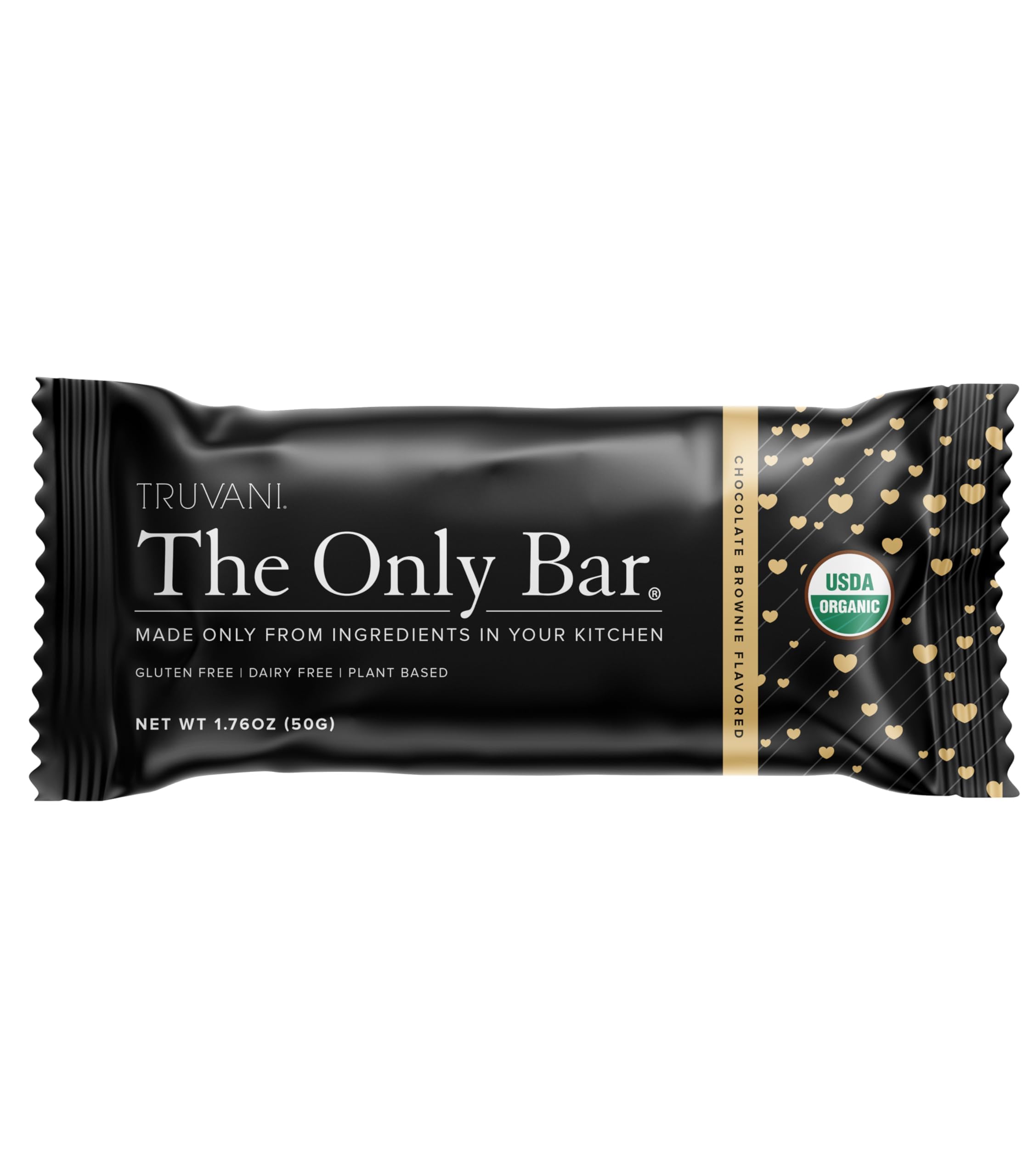 Truvani Plant Based Snack Bars | Chocolate Brownie 1 Pack | 7g Protein | USDA Organic and Vegan | The Only Bar | Dairy, Soy, and Gluten Free | Individually Wrapped