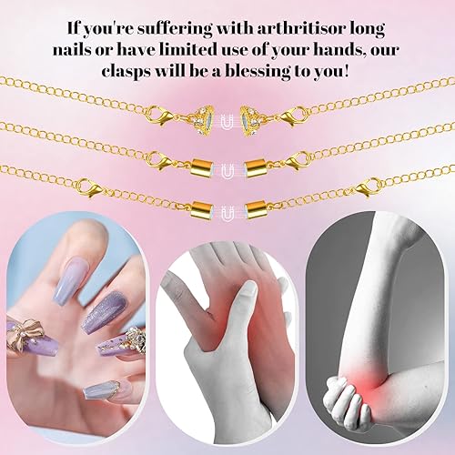 Miniatura 6 de 16 cierres magnéticos de joyería y collar con cierre de capas, extensores de collar de oro y plata, múltiples tamaños y estilos, extensores de