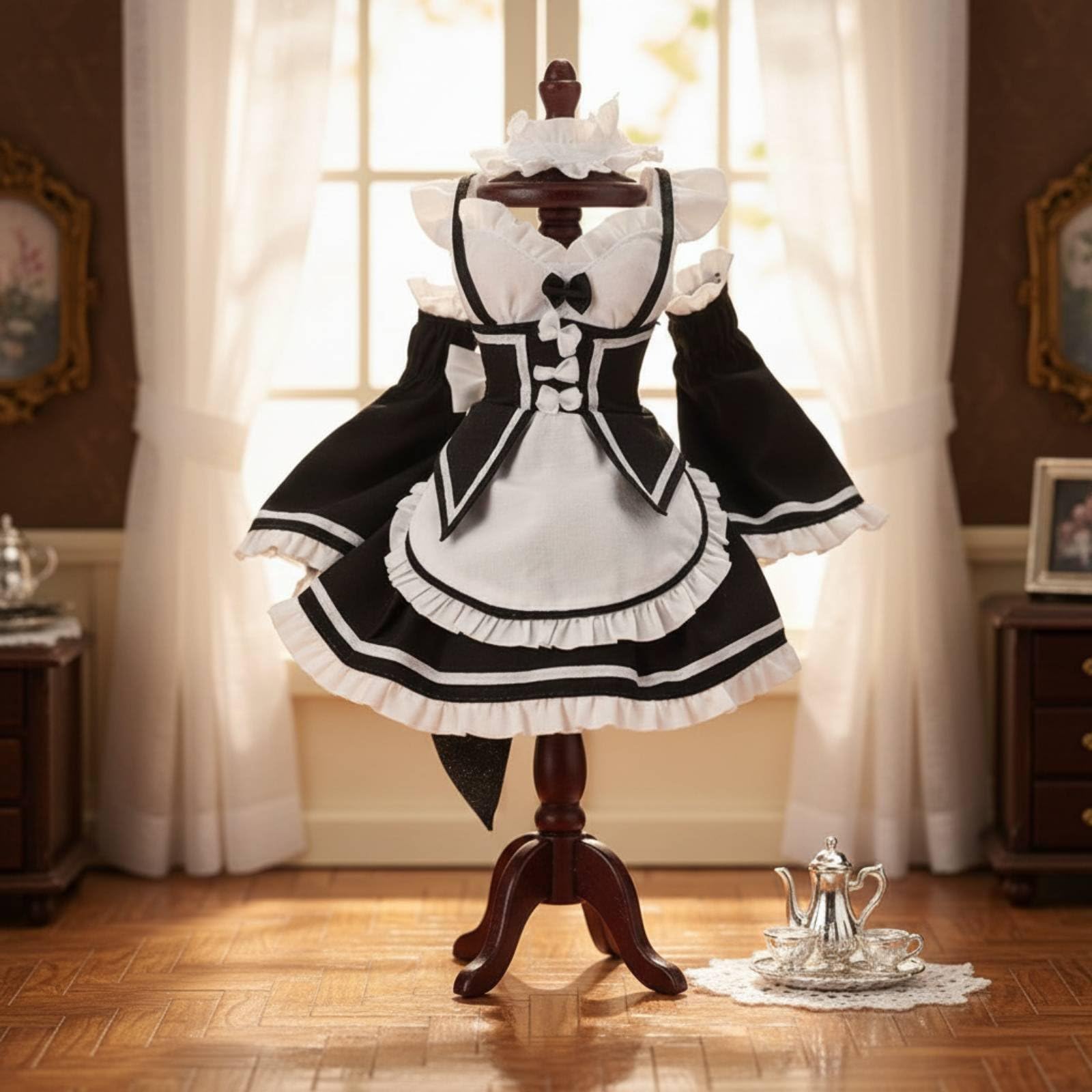 Puppenkostüm Kleid für 1/6 Figuren mit Klassischem -Stil Und Gestuften Rüschen Puppenoutfit Zubehör Passend für Sammler Puppensammlung Fotoarrangement