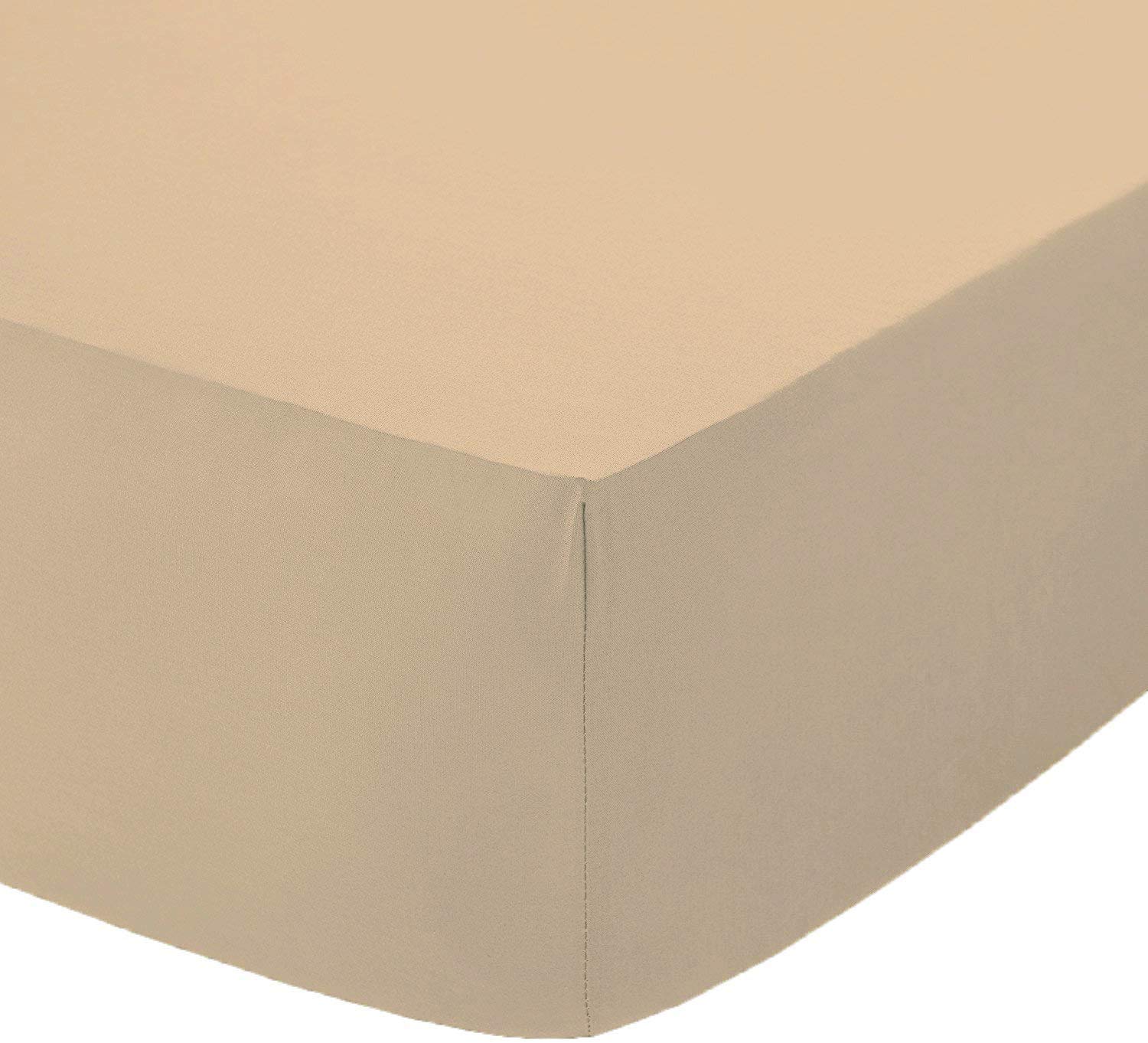 Glamptex Non Iron Pollycotton Percal Quality Plain Fitted Sheet Or Pillow Cases (Latte, Bunk)