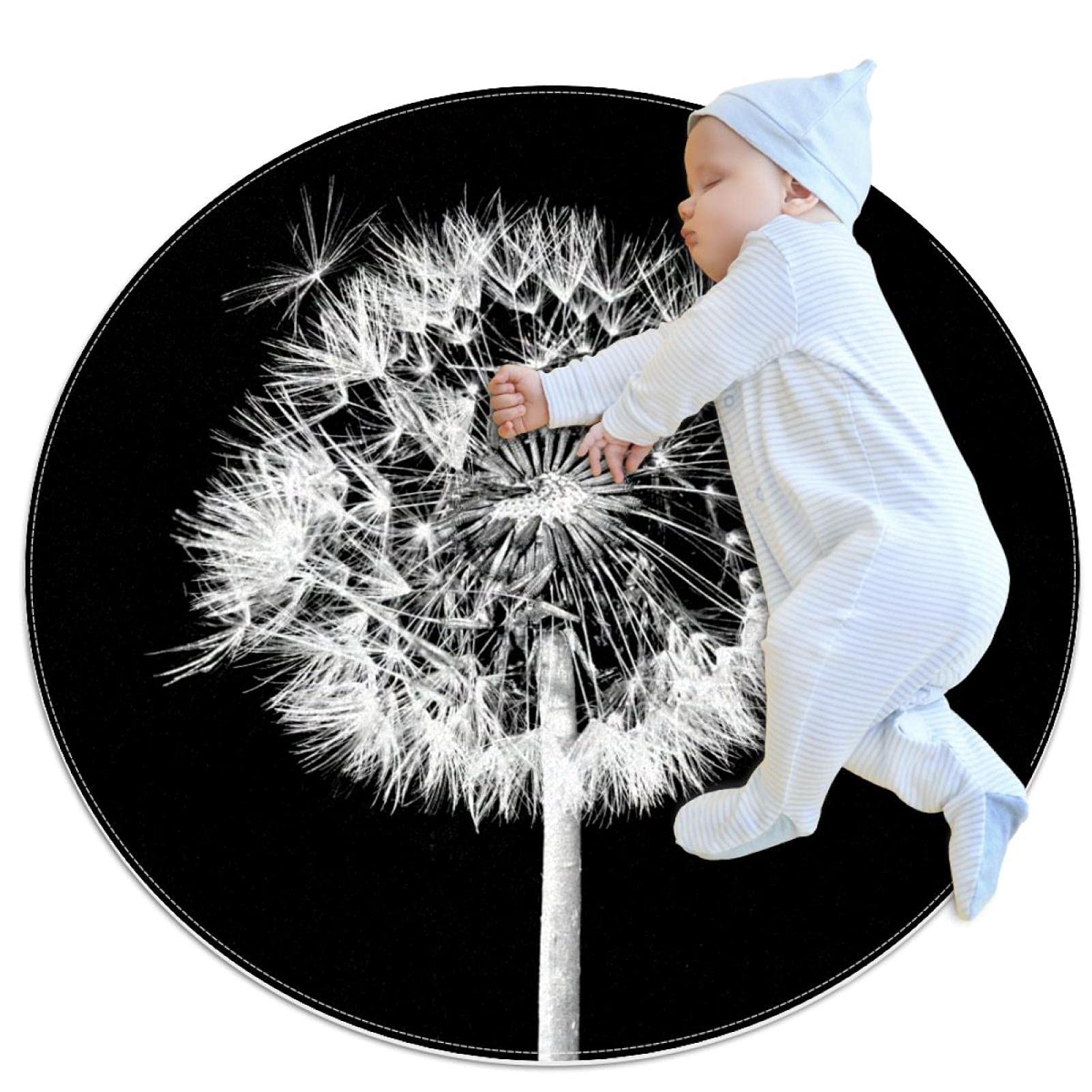 Tapis rond fleur JDEZ 100cm pour salon et buanderie moderne