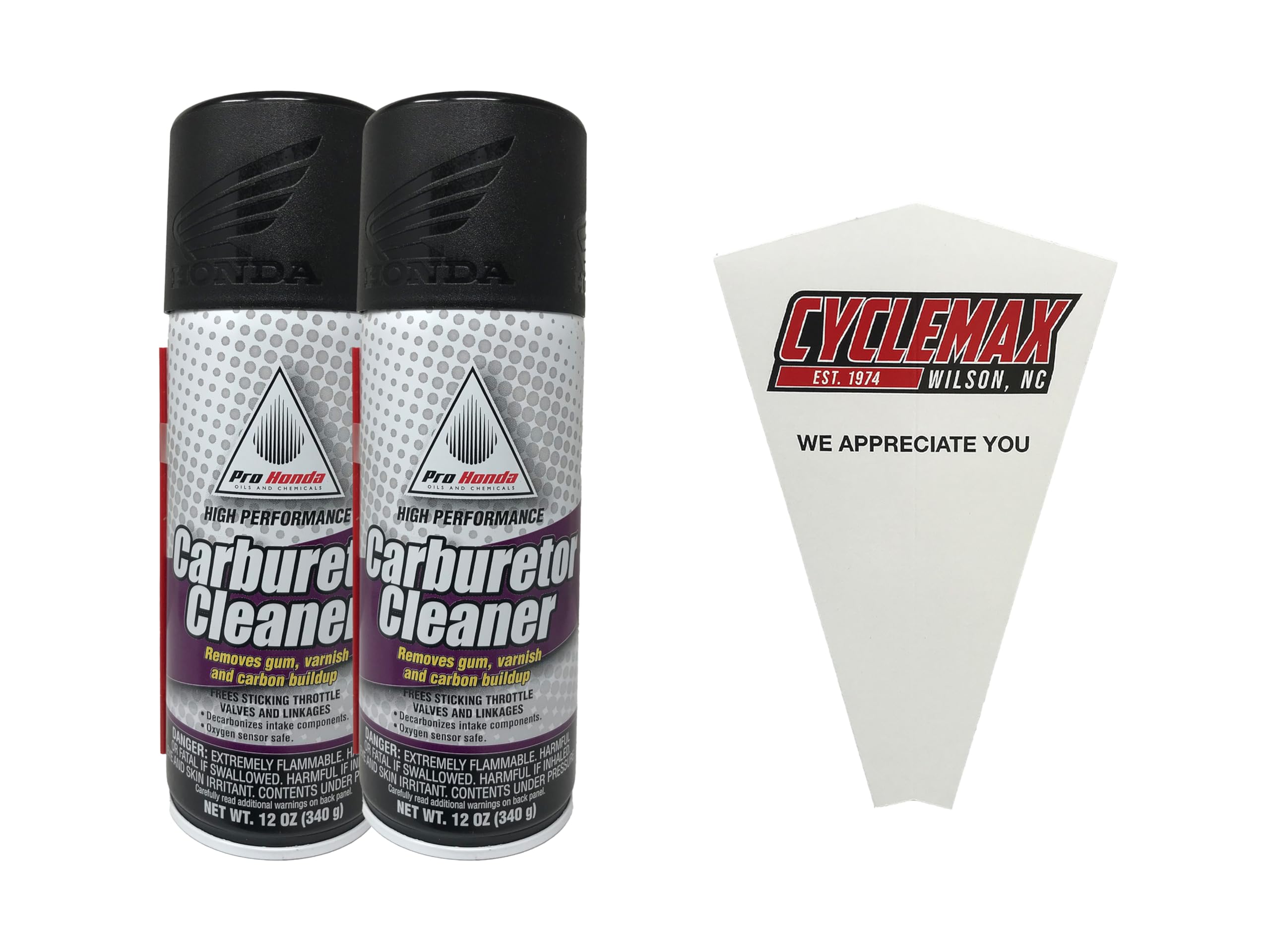 Cyclemax Two Pack compatible with Honda High Performance Carburetor Cleaner 08732-CC000 Contains Two 12oz Cans and a Funnel