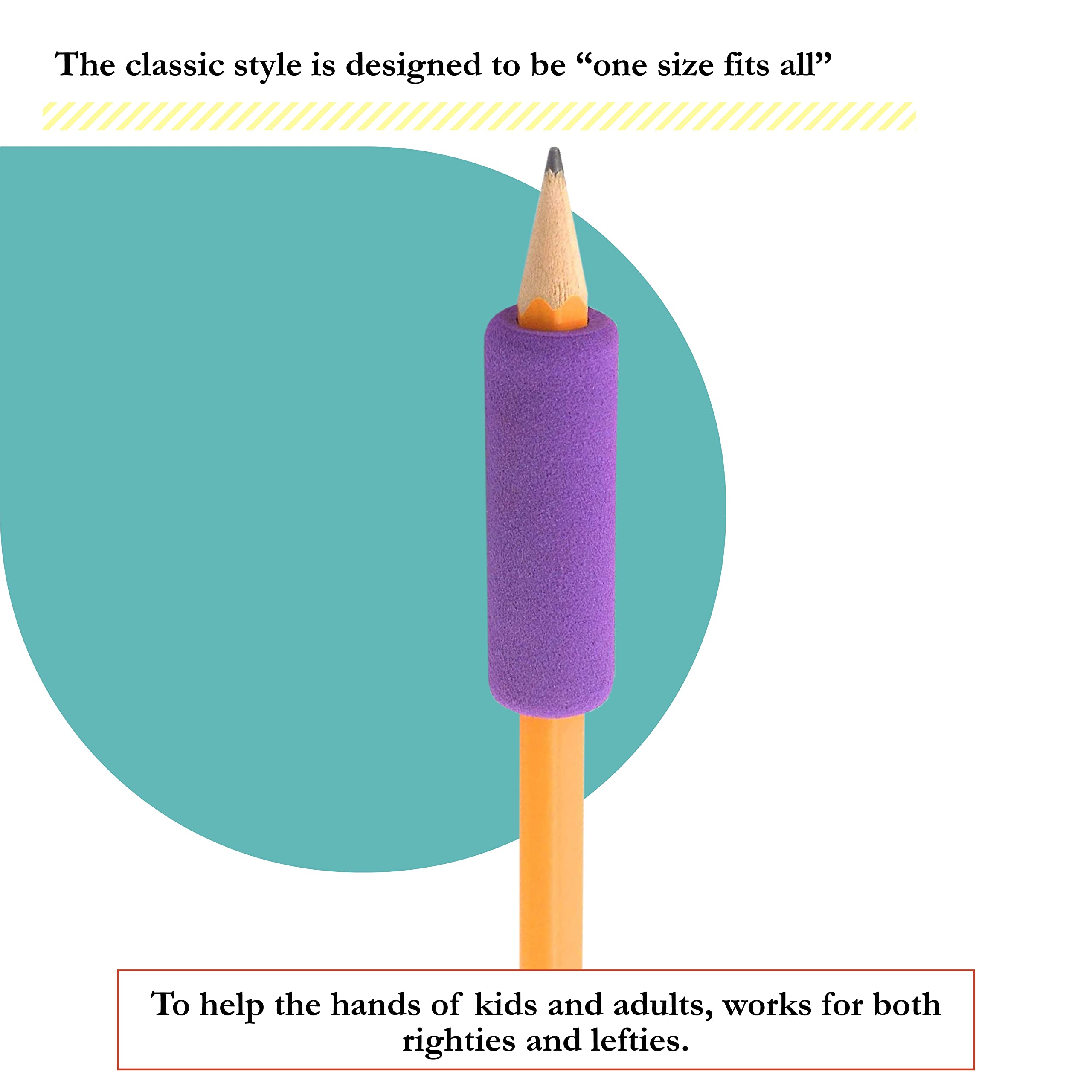 Buy The Classics 12Pack Soft Foam Pencil Grips, Assorted Colors, 1.5