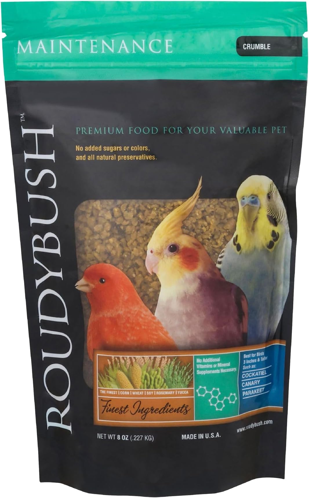 Daily Maintenance Bird Food, Crumbles Pellet Diet for Everyday Feeding, Complete Nutrition Support, No Artificial Colors or Flavors, Clean Label Formula, Crumbles Pellet Size, 8 oz