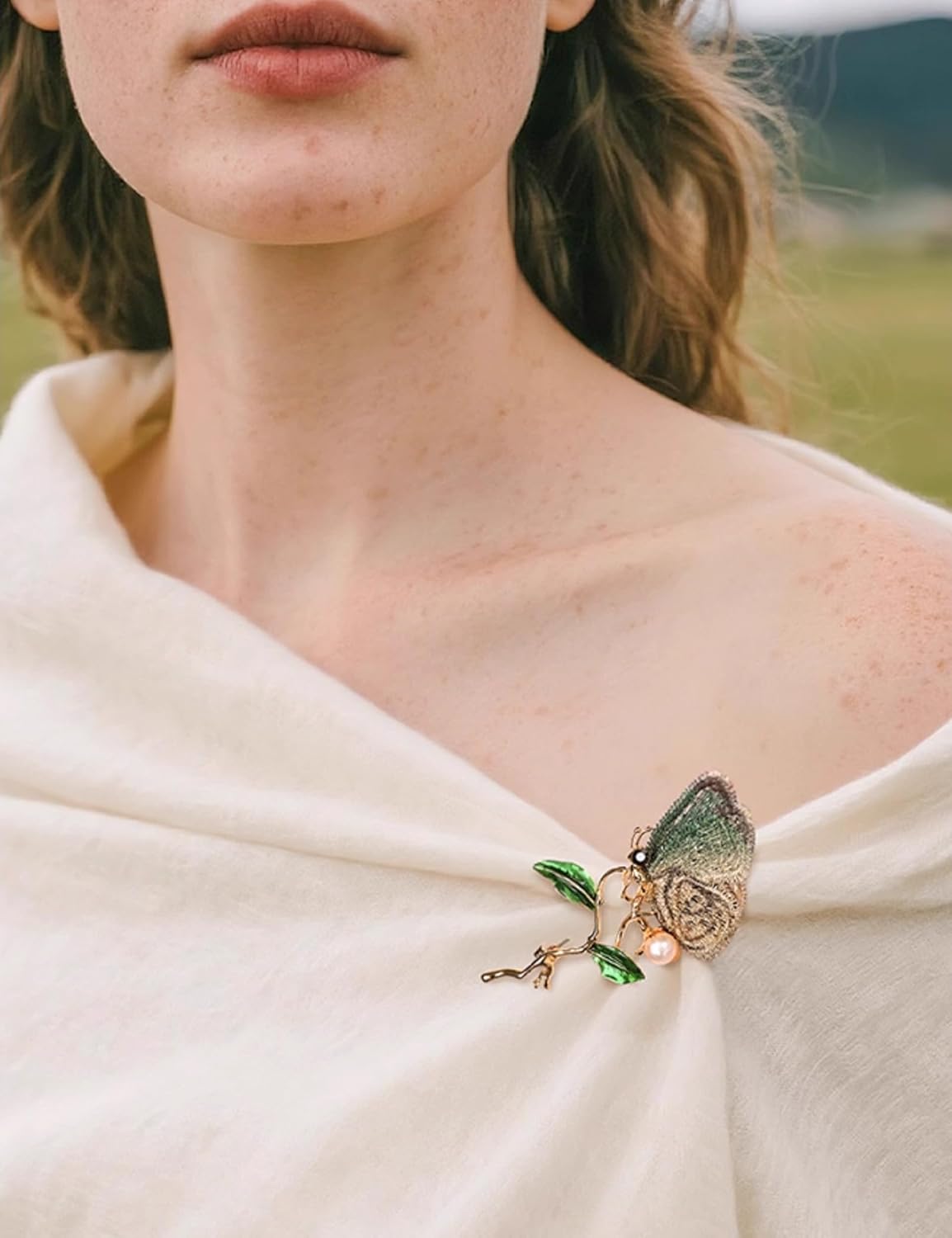 Artisan Metallic Fiber Embroidered Butterfly Brooch – Hand-Drip Enamel Wings, Sculptural Gradient Nature Jewelry, Limited Handmade Piece - Image 2