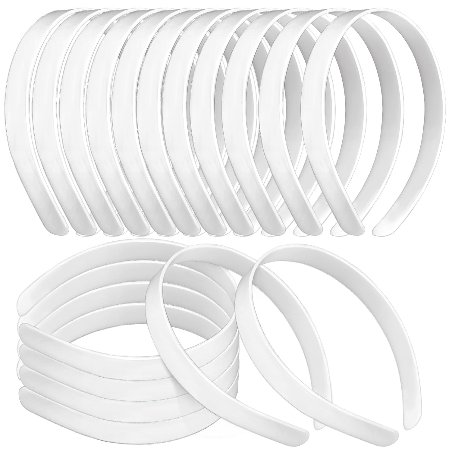 50PCS 1 2 Inch Plain Plastic Headbands for Girls No Teeth DIY Hair Accessories White