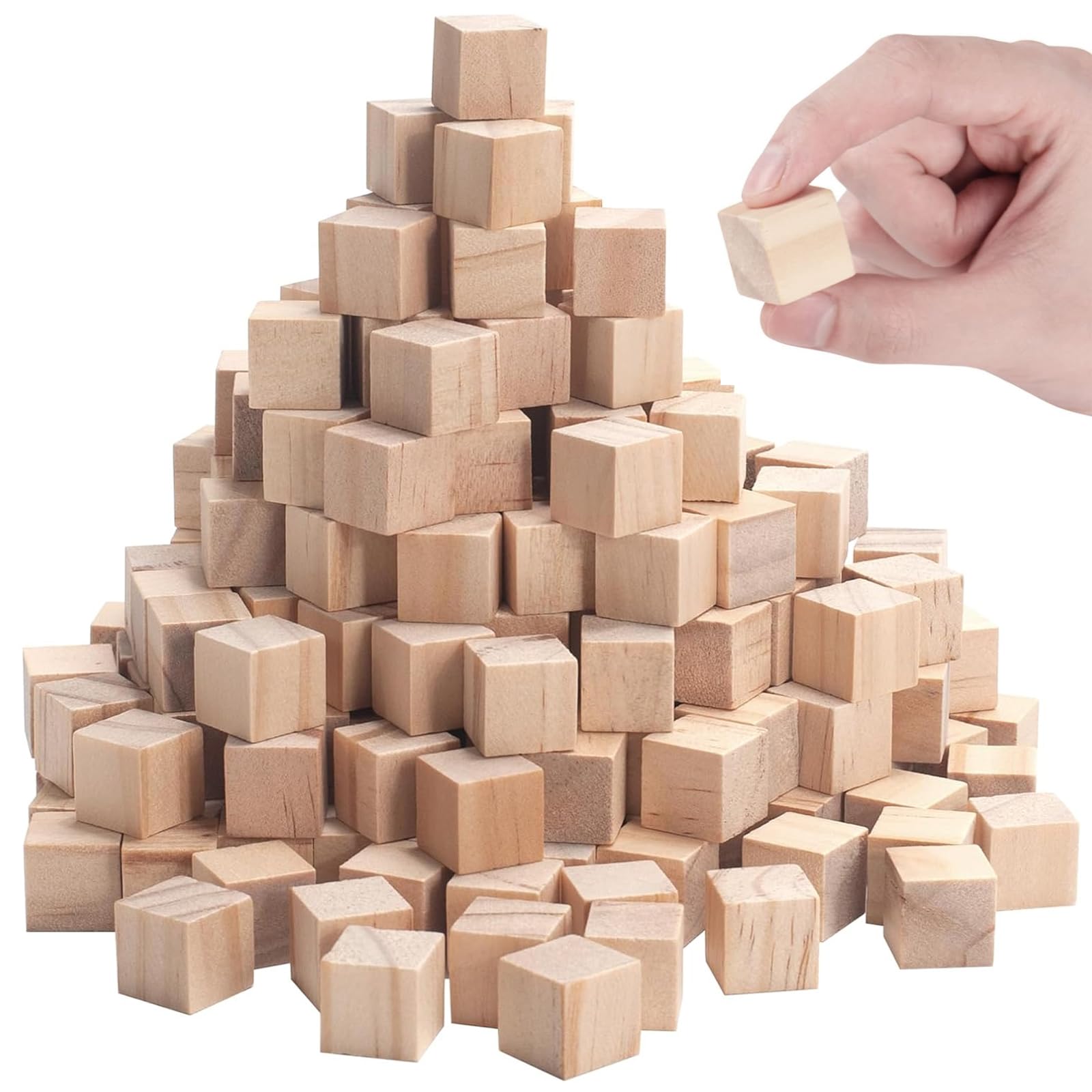 200 Pieces Wooden Cubes 20mm/0.8 inch Wooden Blocks for Crafting, Blank Wooden Blocks Natural Wood Cubes Wood Blocks Wooden Squares Wood Blocks Craft Wood for DIY Crafts Handicrafts Decoration